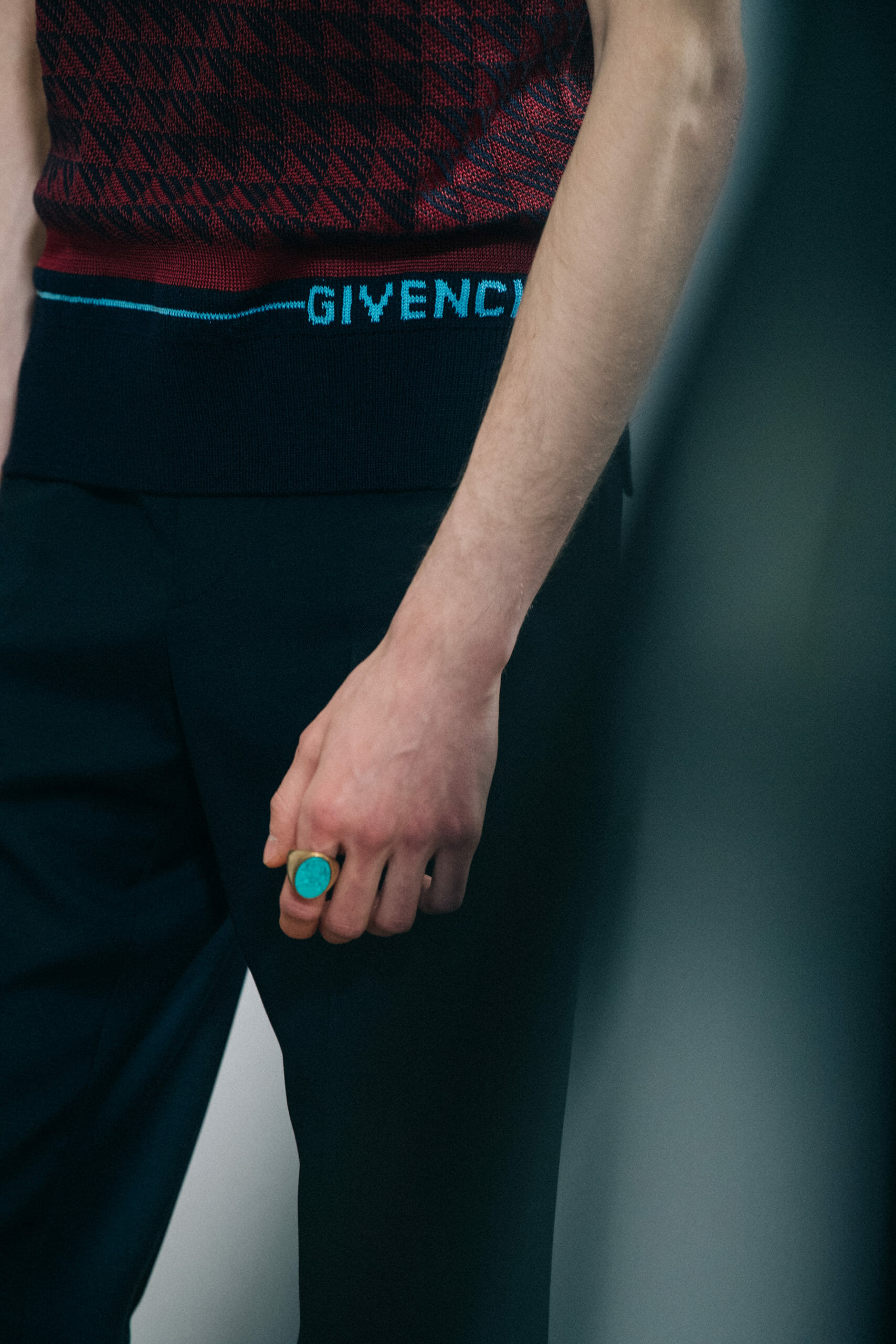 Model wearing Givenchy vest