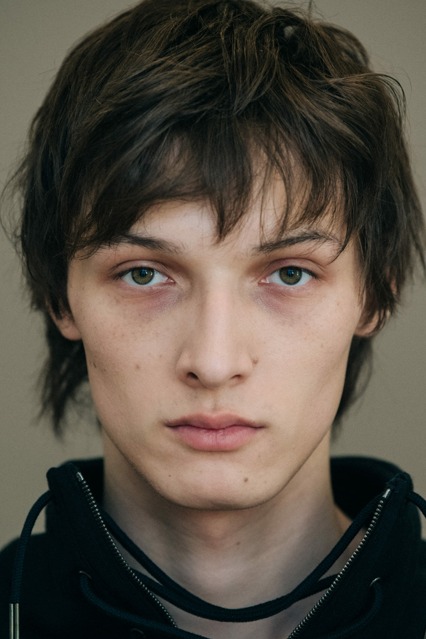 Model wearing black jacket at Givenchy