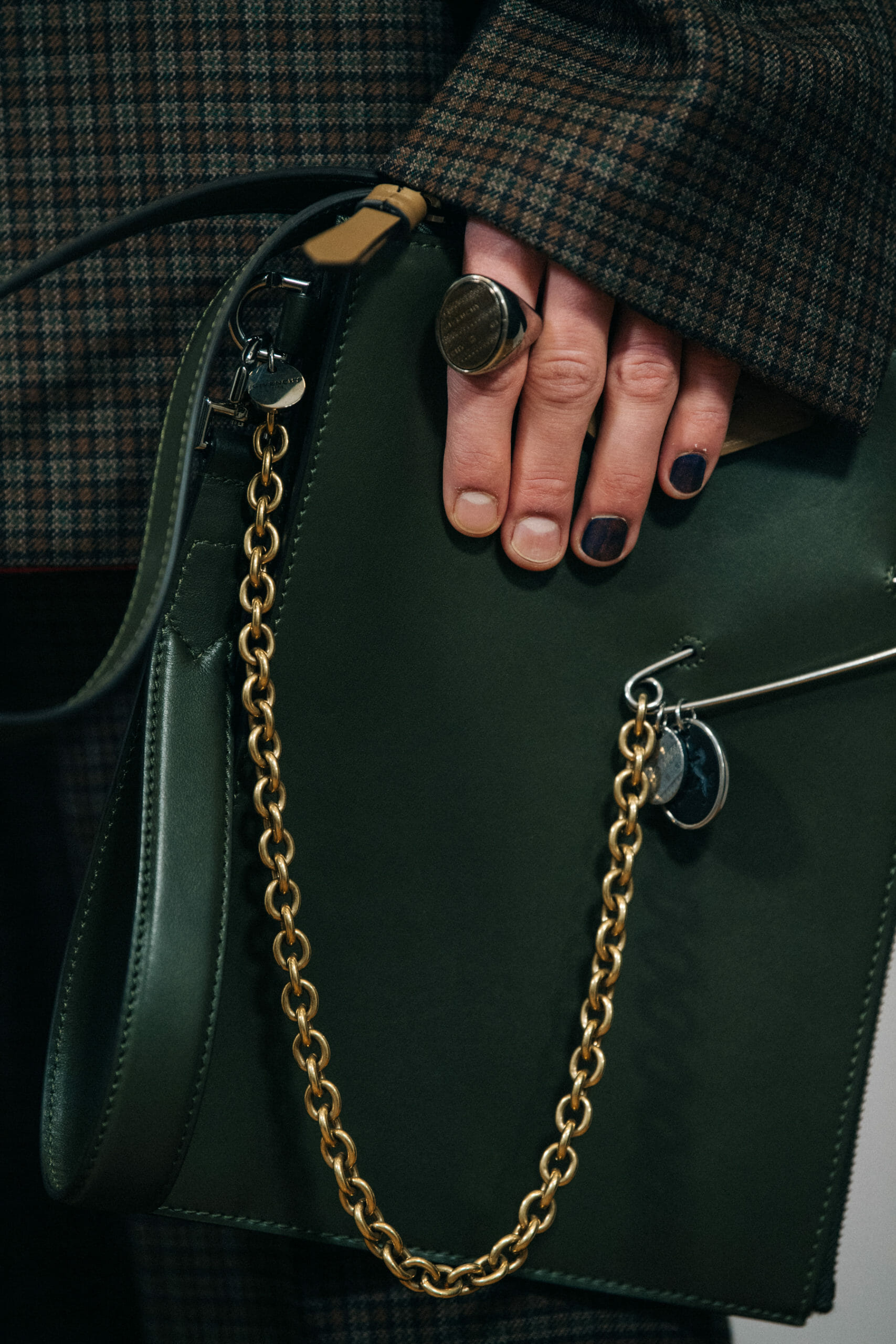 Model wearing pattern coat
