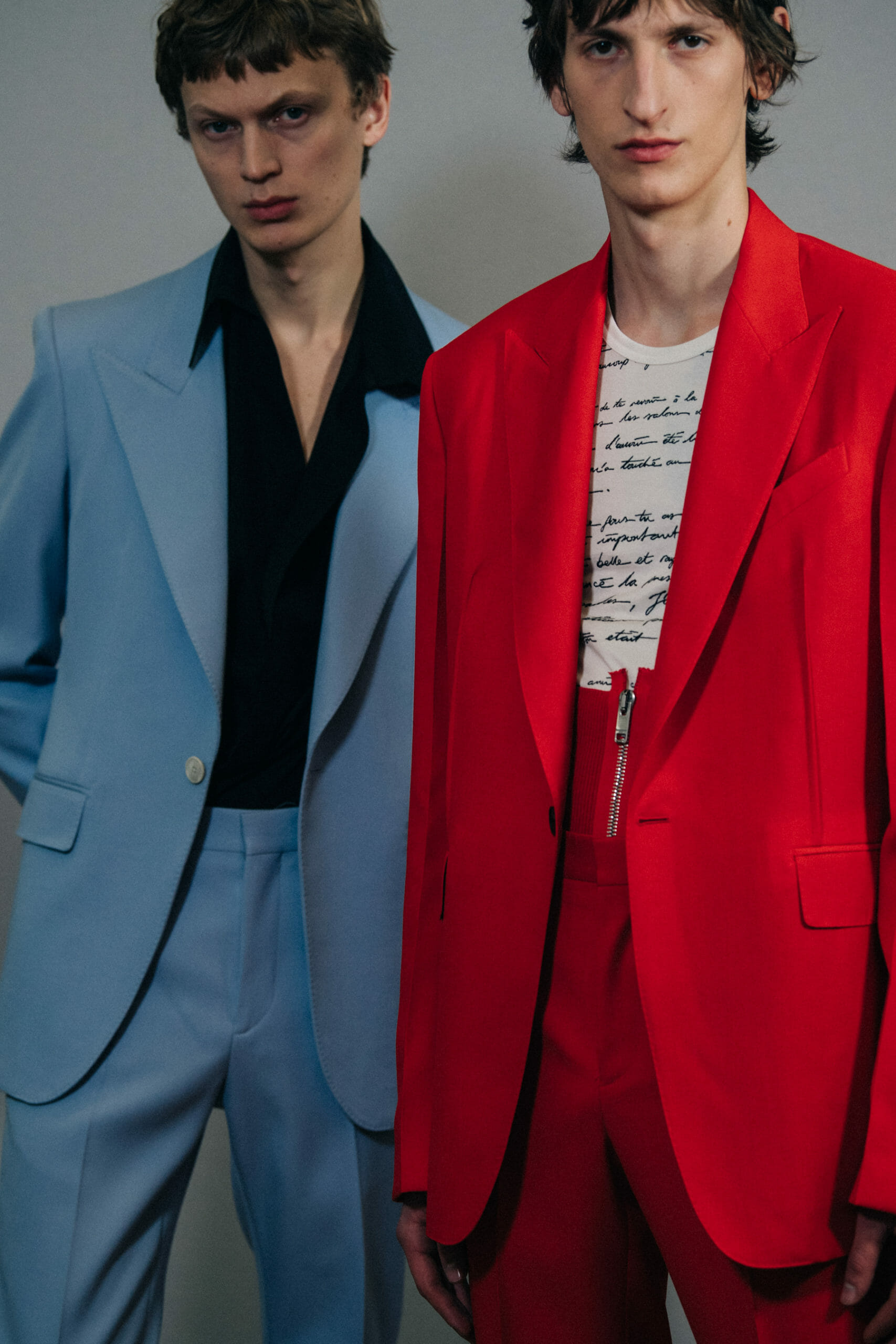 Model wearing blue suit