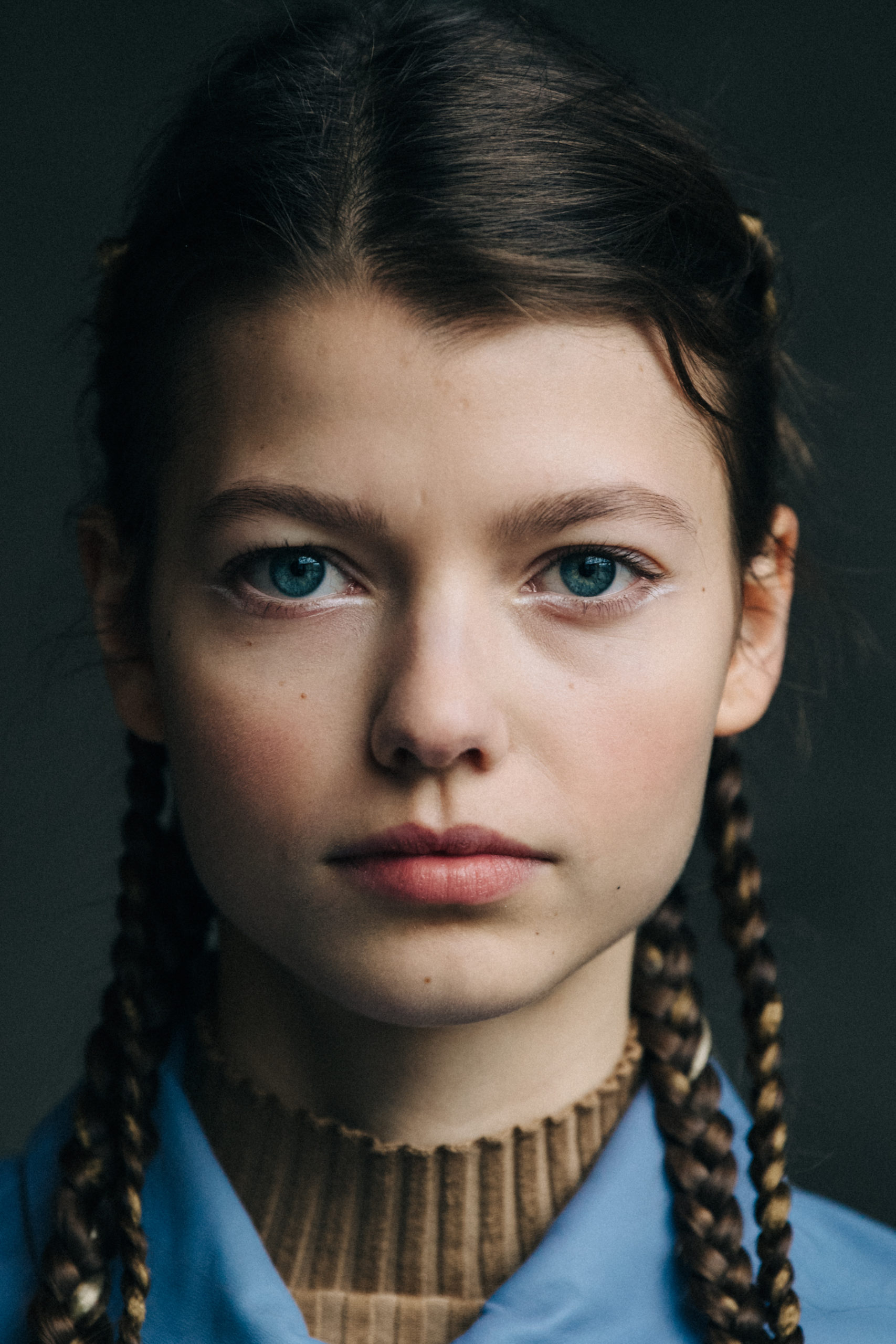 Danish model wearing blue