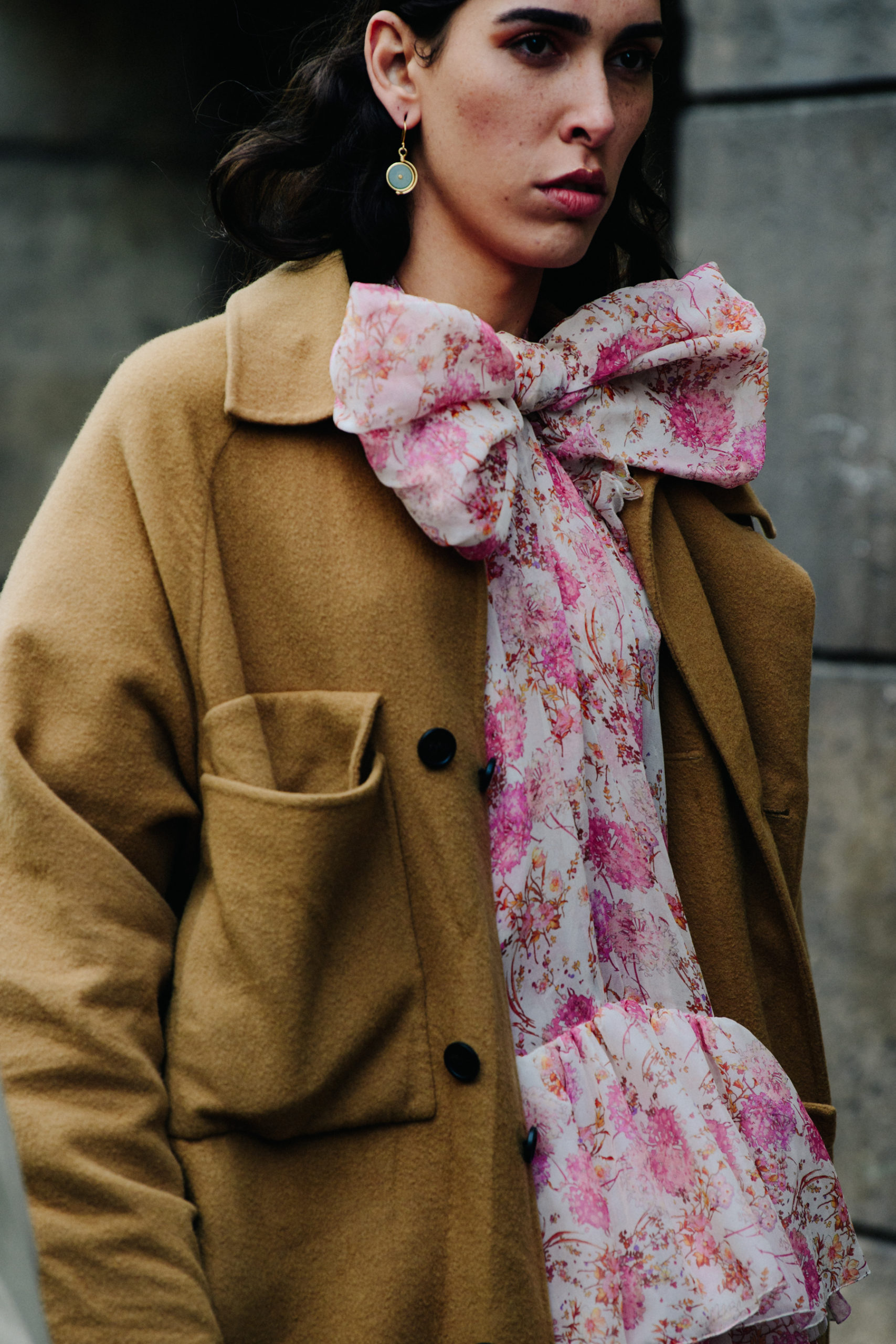 Woman wearing pink scarf