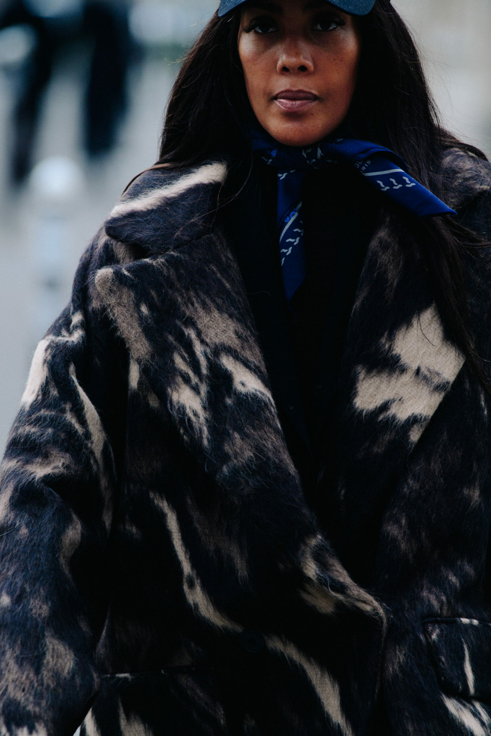 Woman wearing fur coat