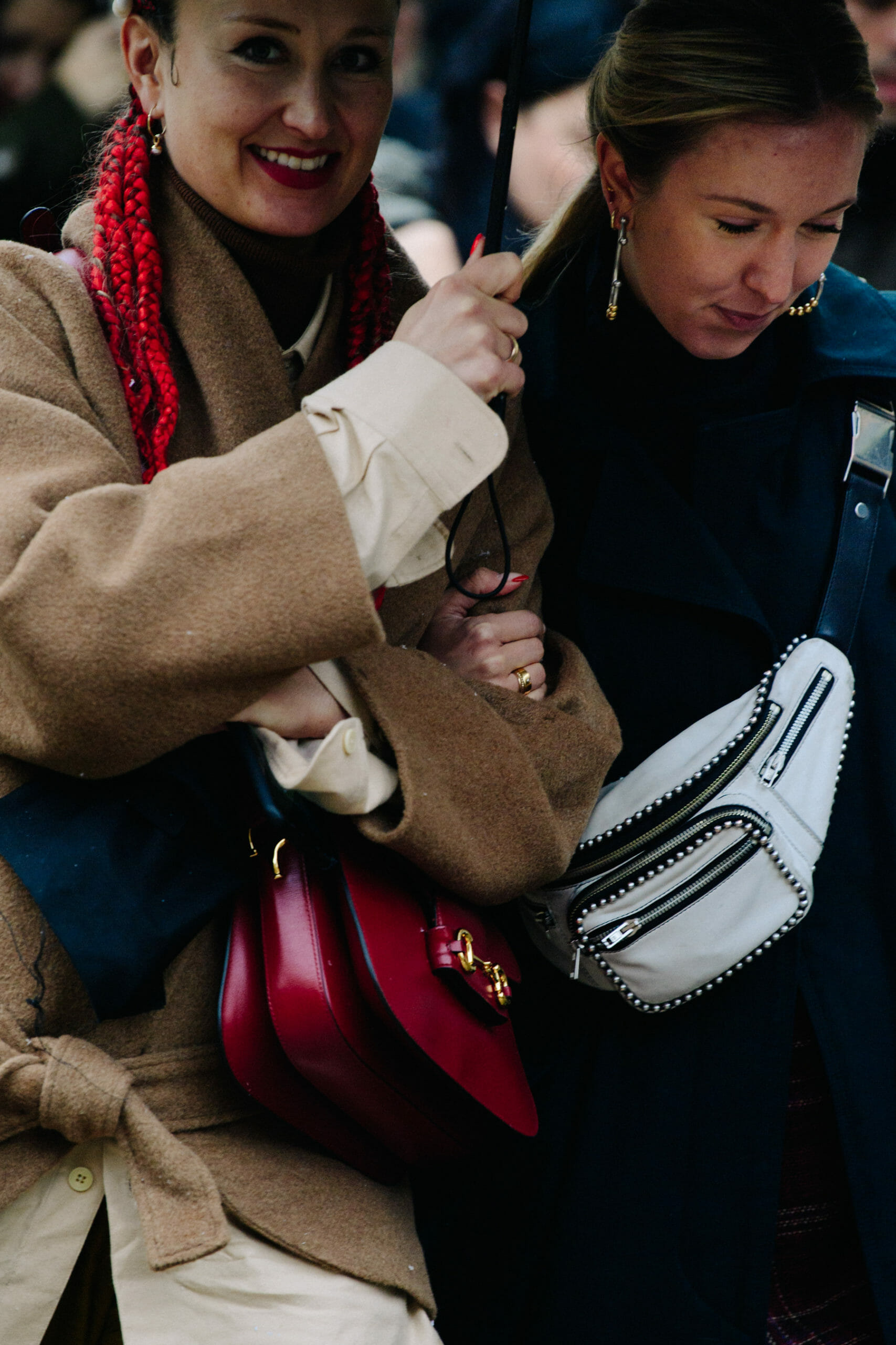 Woman wearing red bag