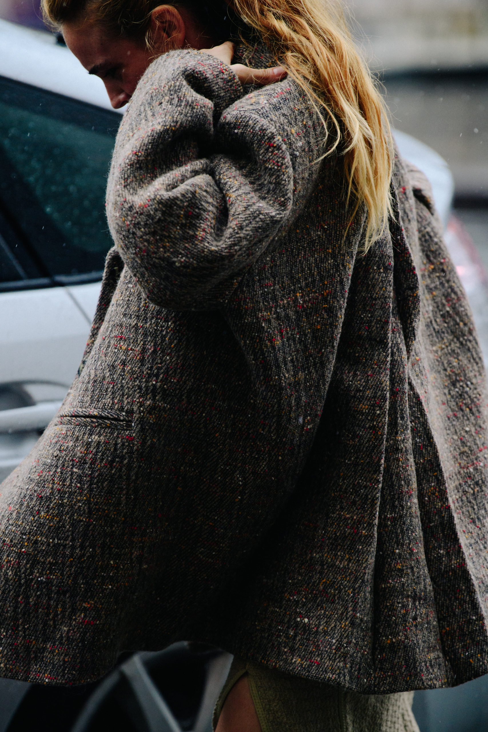 Woman wearing wool coat