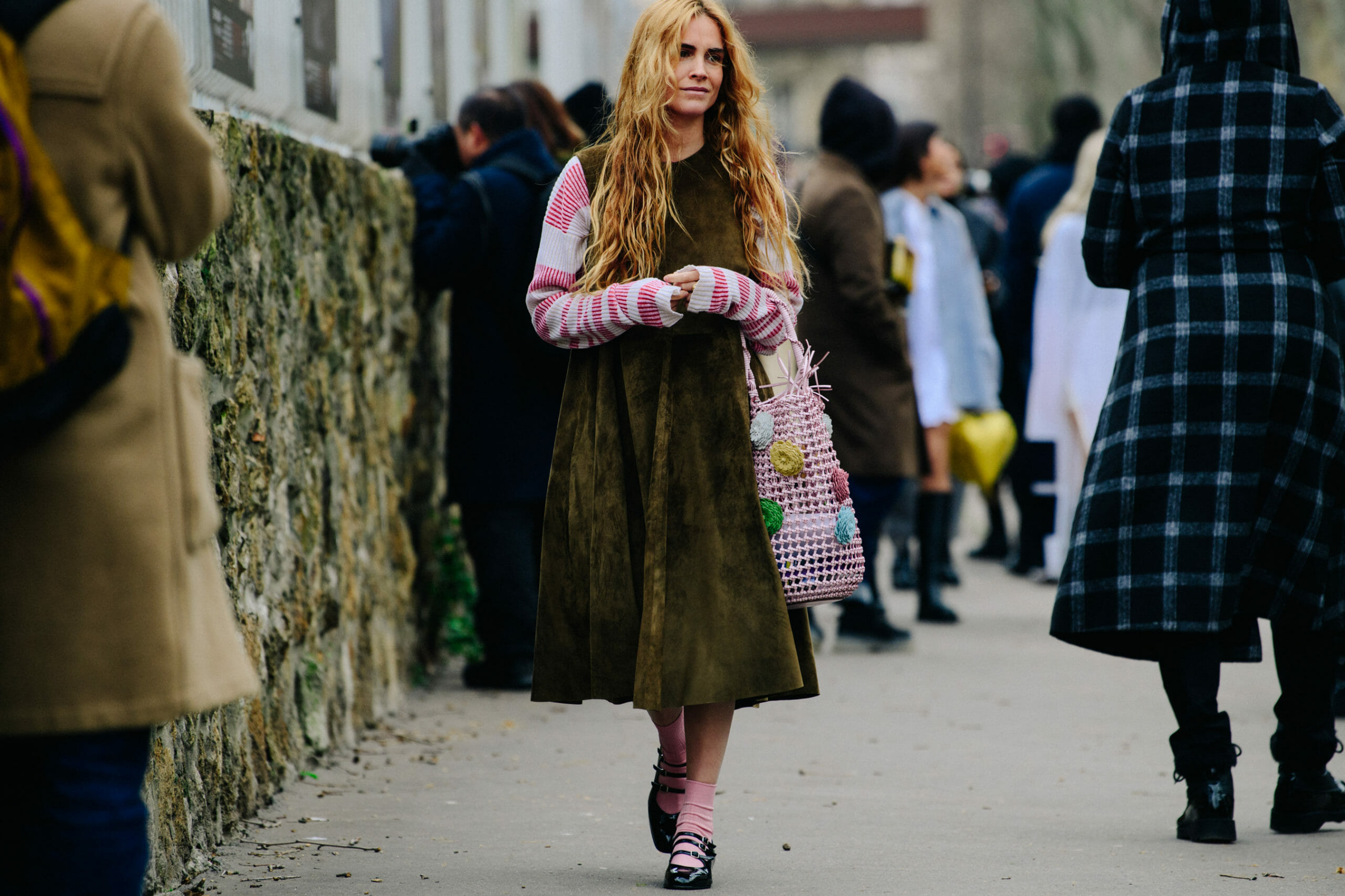 Spanish blogger wearing suede dress