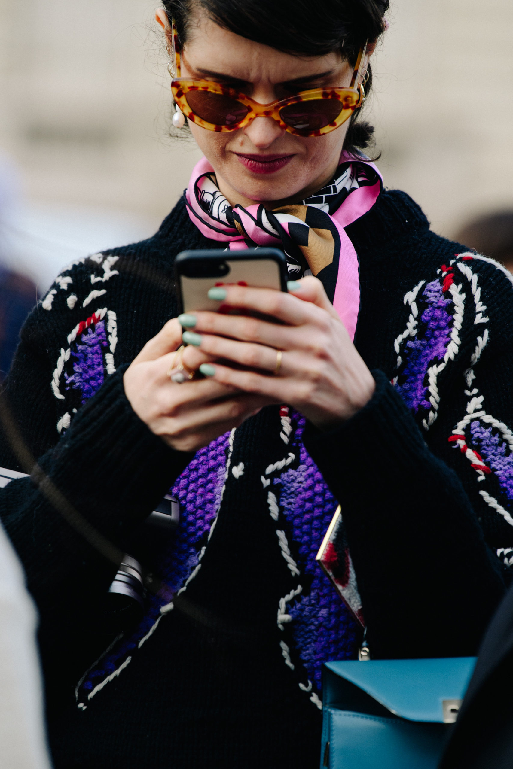 Woman wearing pink scarf
