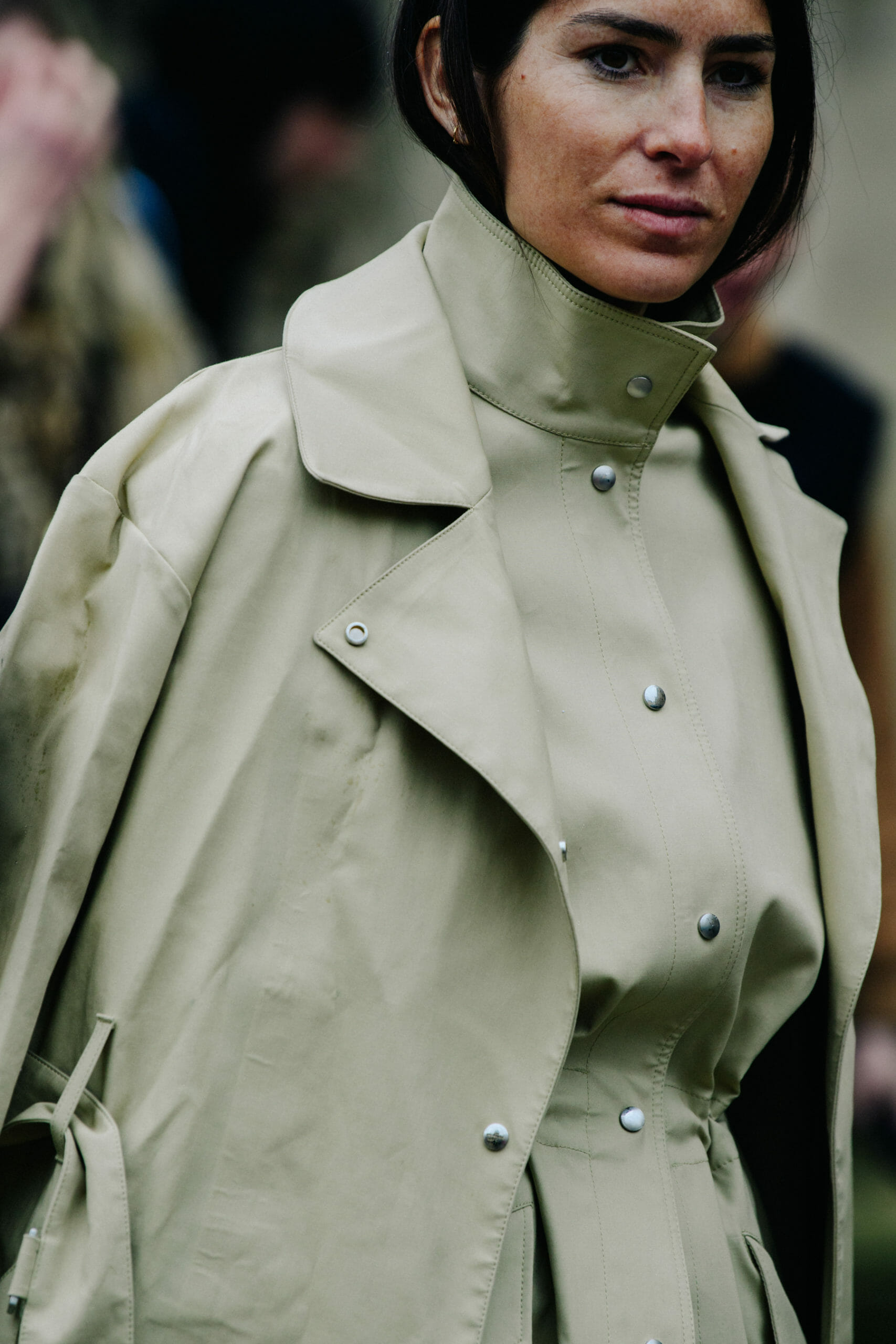 Woman wearing light coat