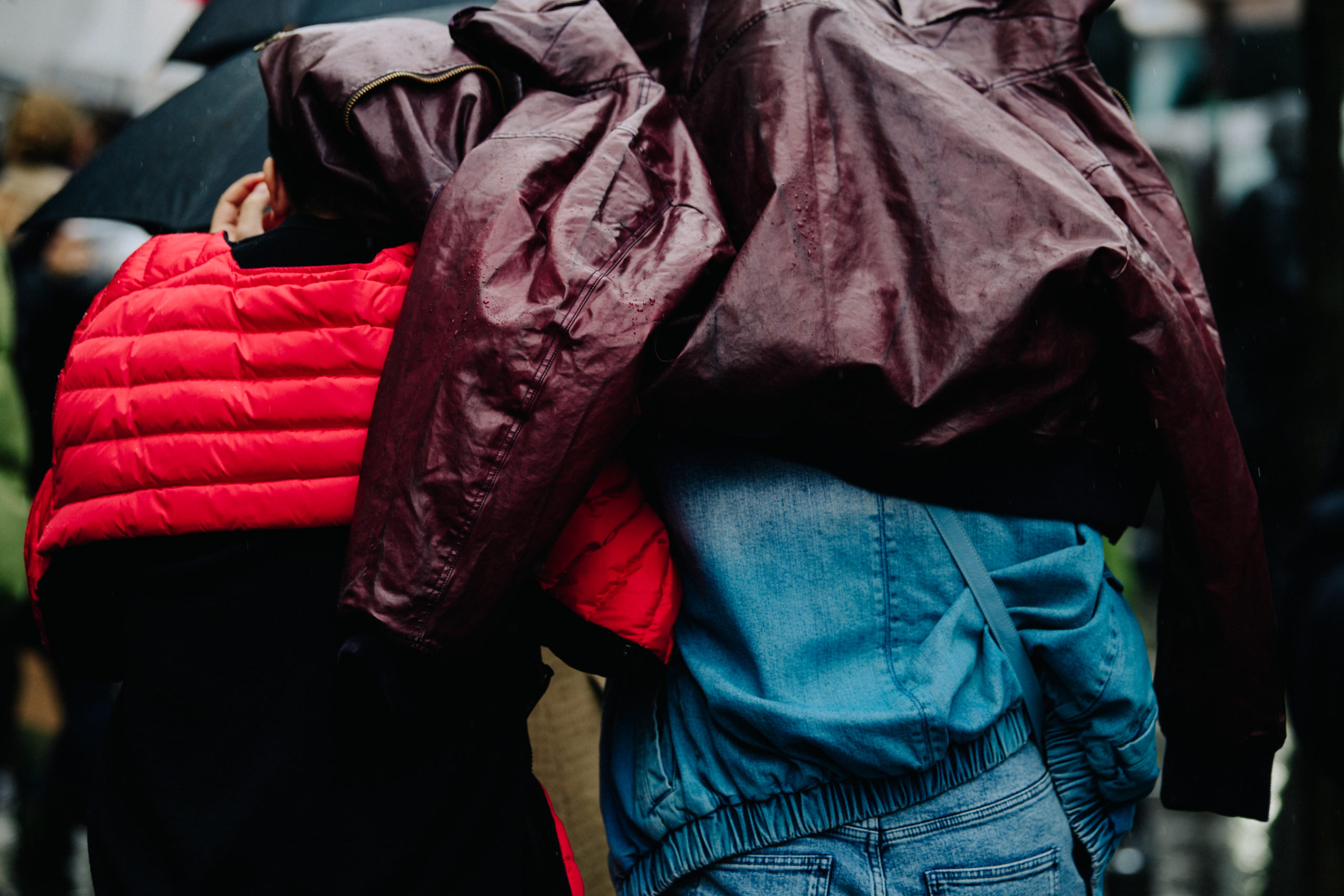 Couple wearing red