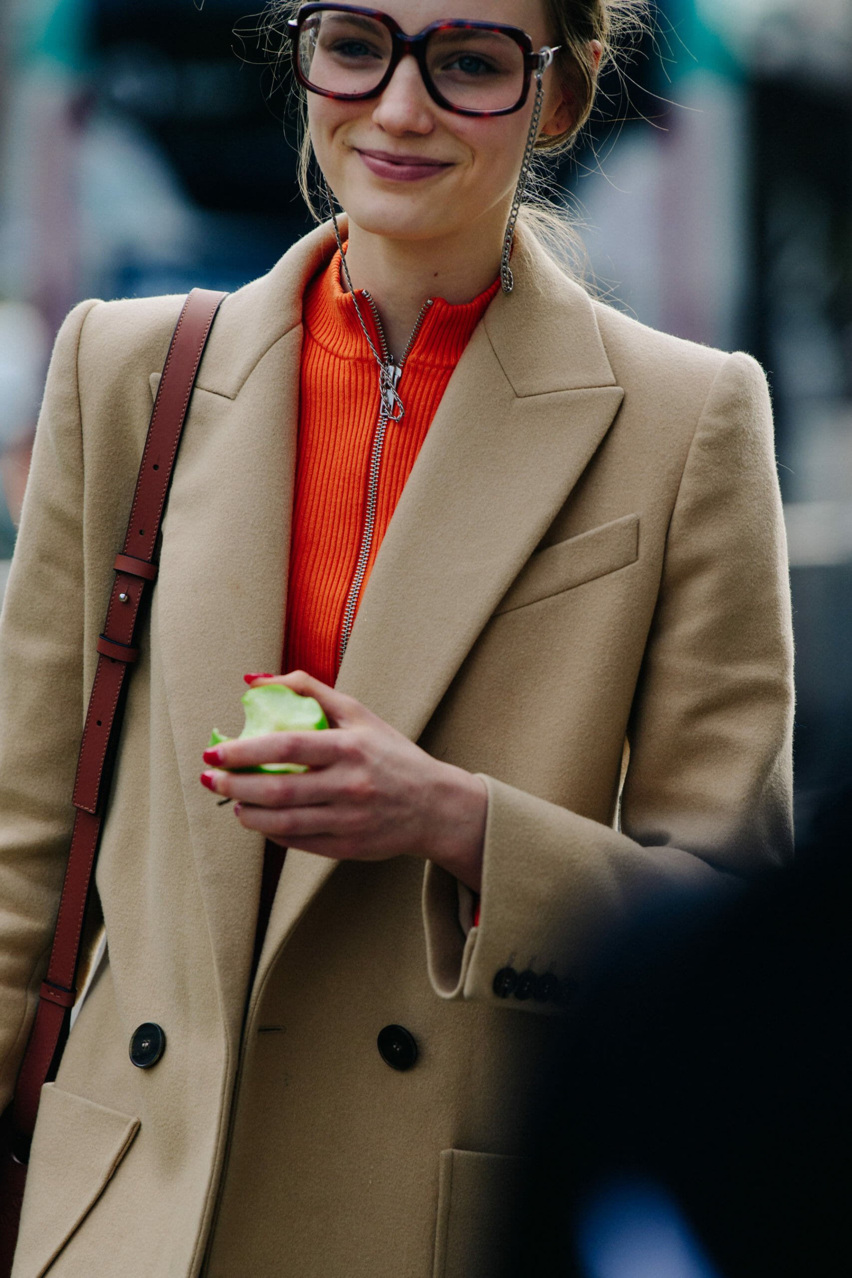 Model wearing large glasses