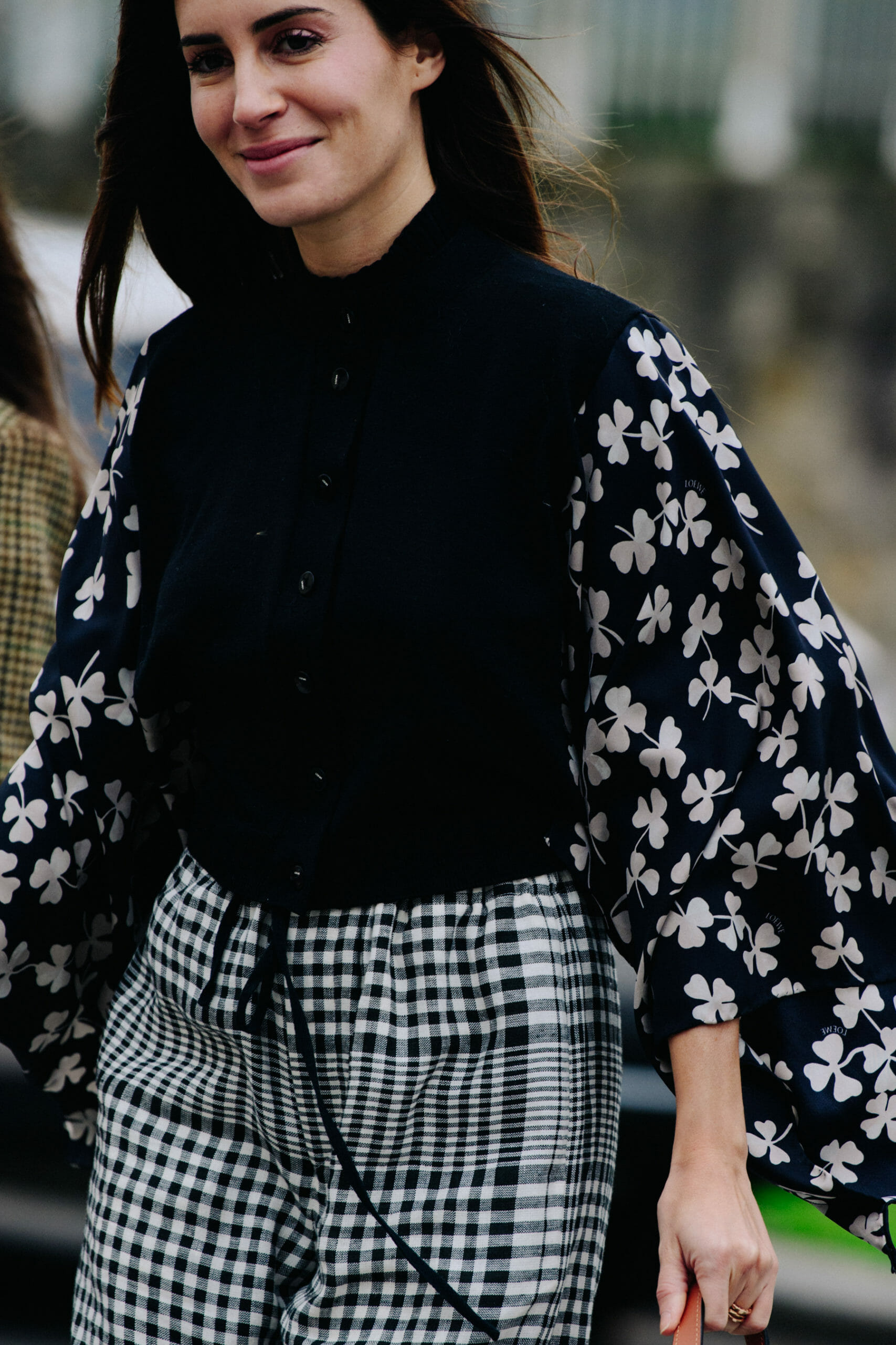 Woman wearing floral top