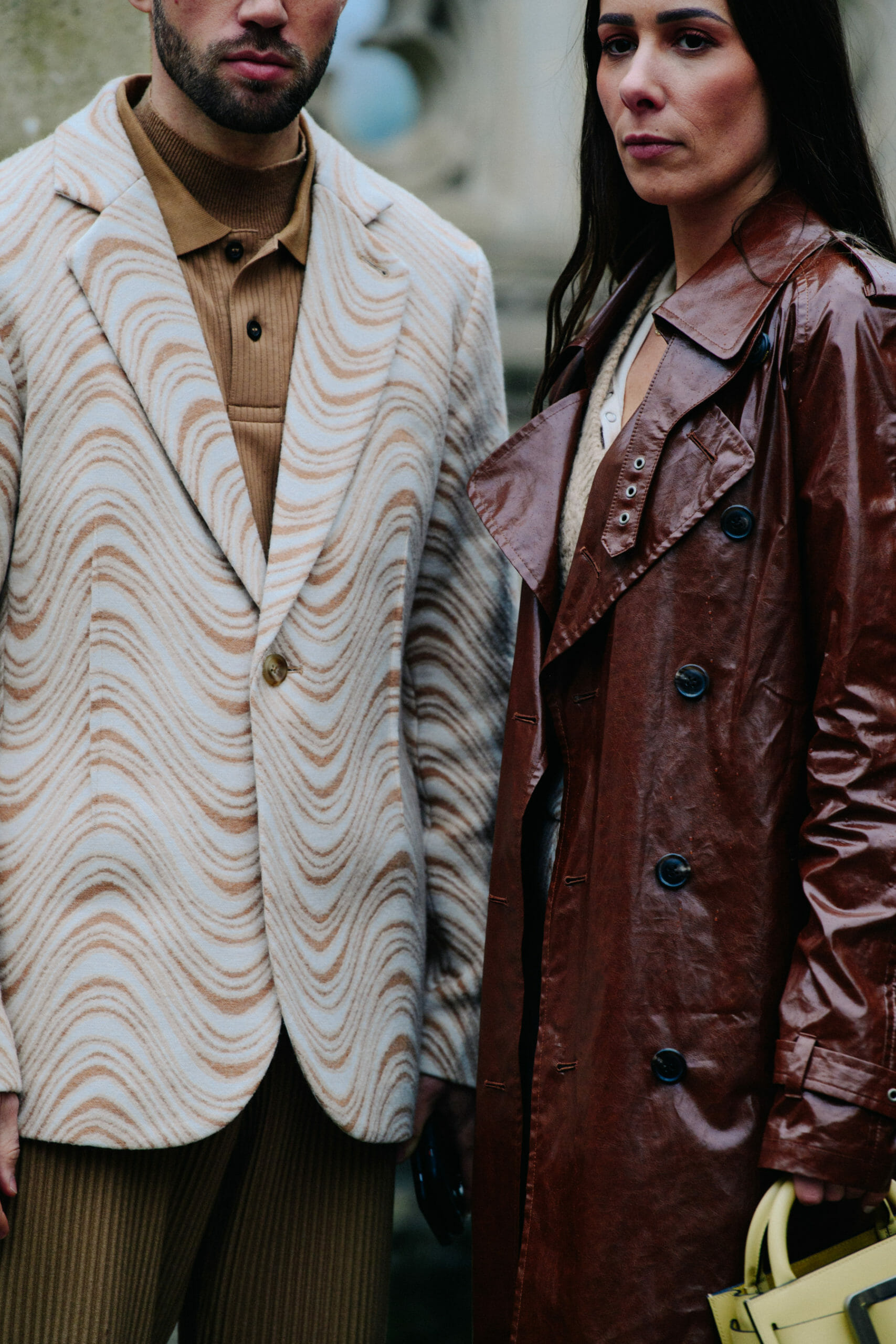 French couple wearing brown
