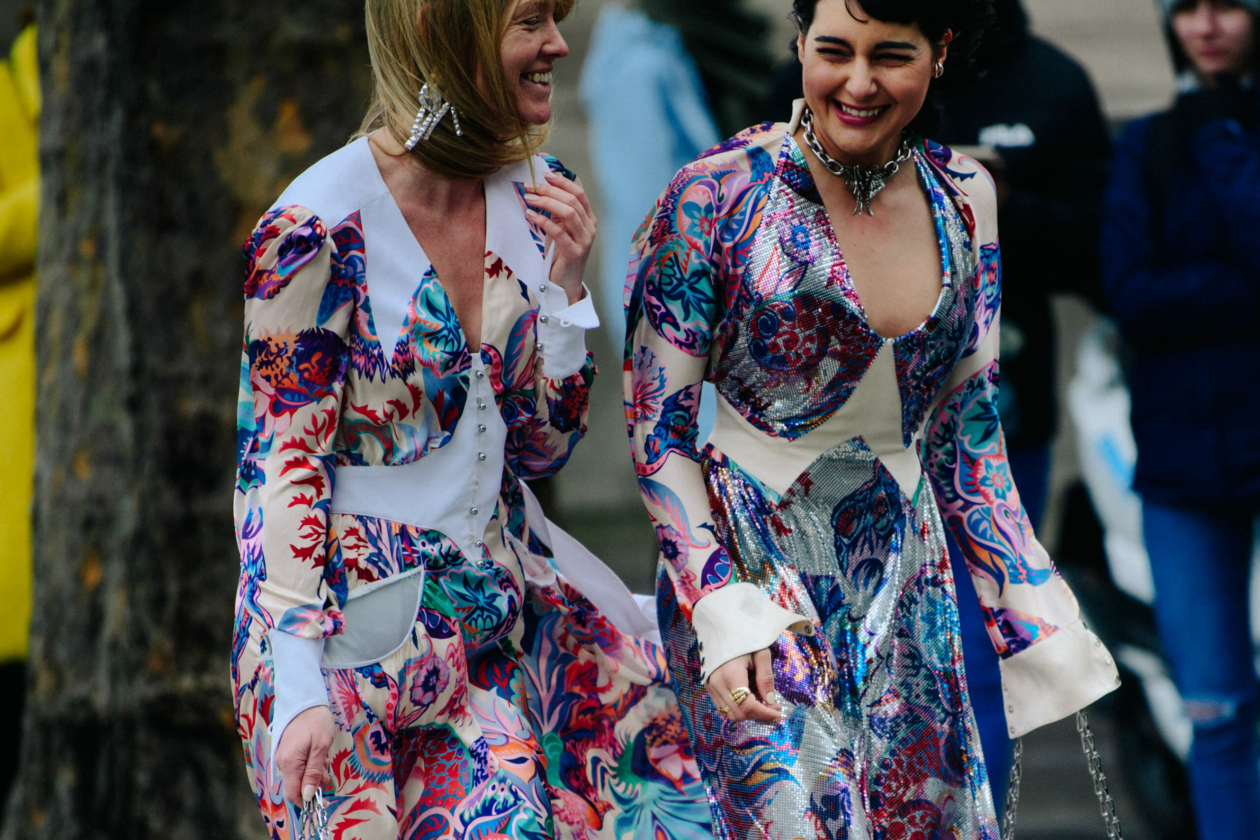 Two bloggers wearing Paco Rabanne