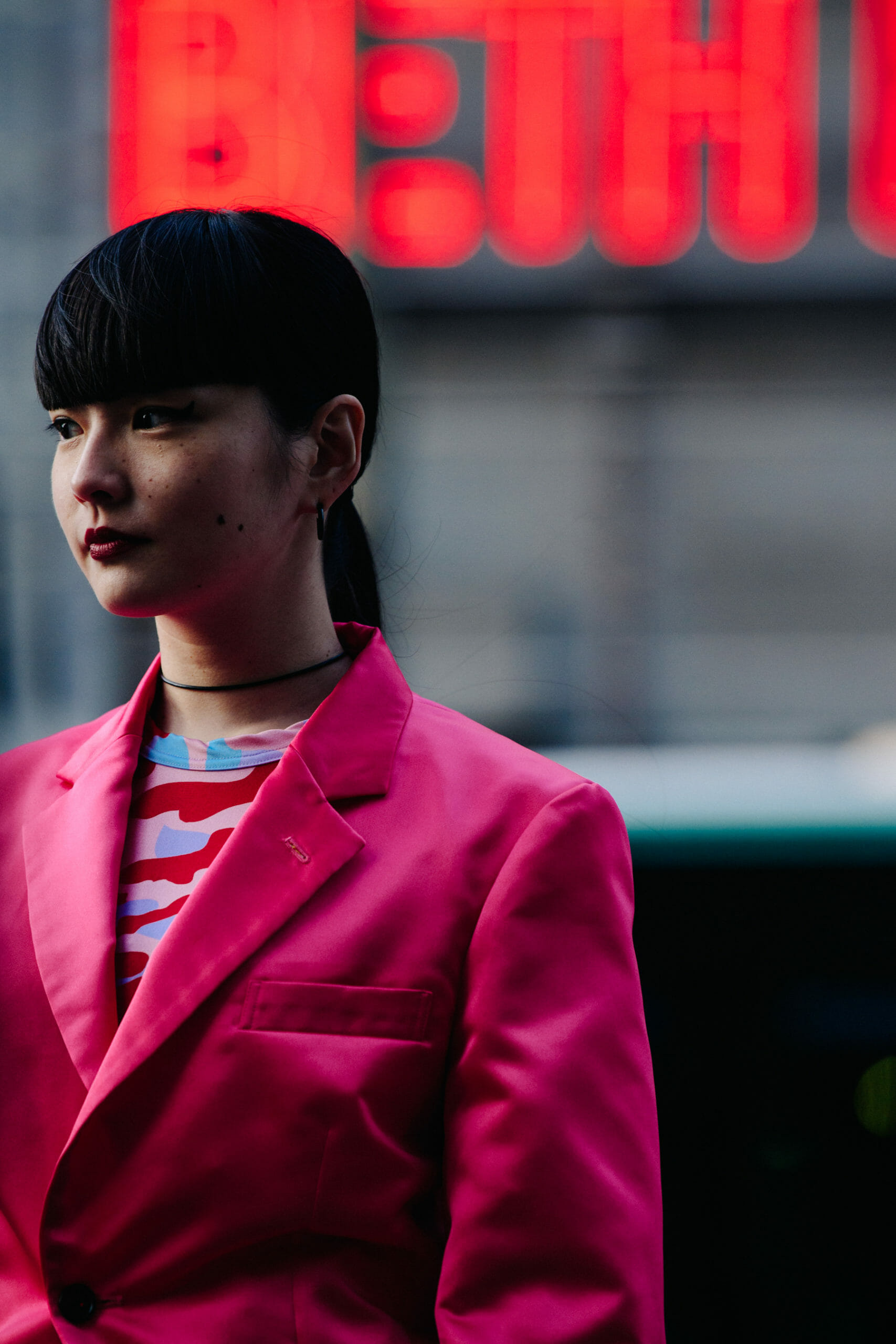 Japanese woman wearing pink