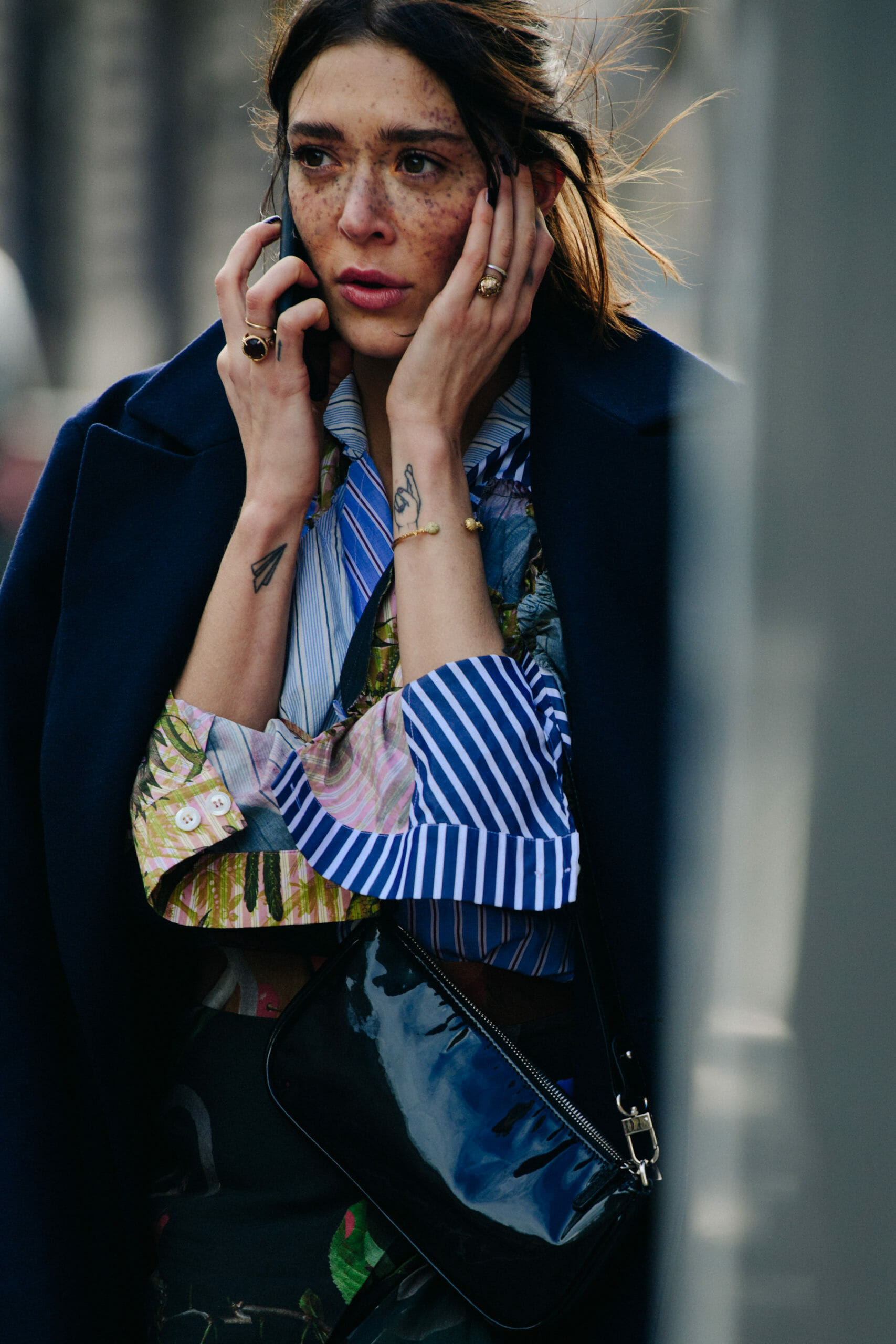 Woman wearing striped shirt