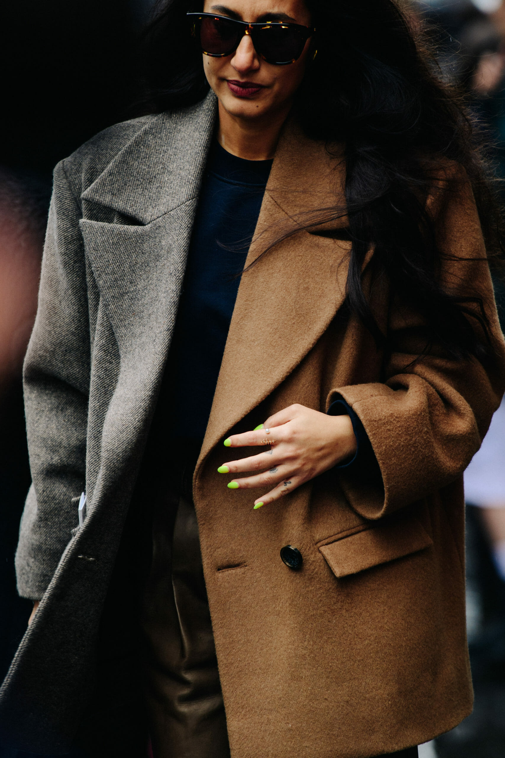 Woman wearing wool jacket