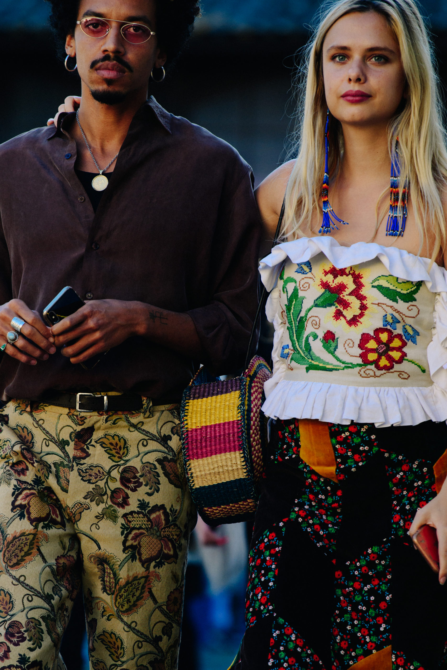 Couple wearing summer clothing