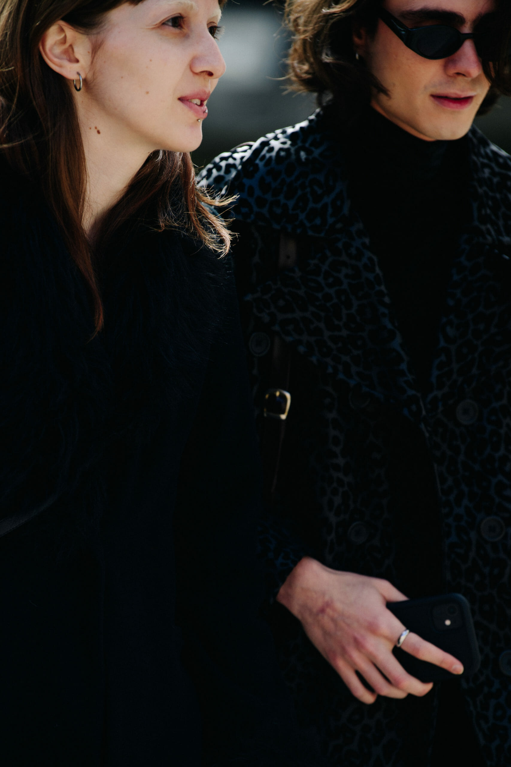 Woman wearing black coat