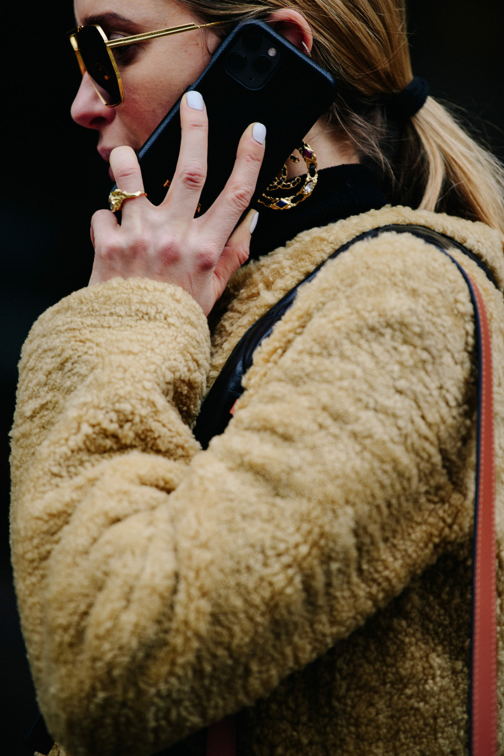 Woman wearing fur coat