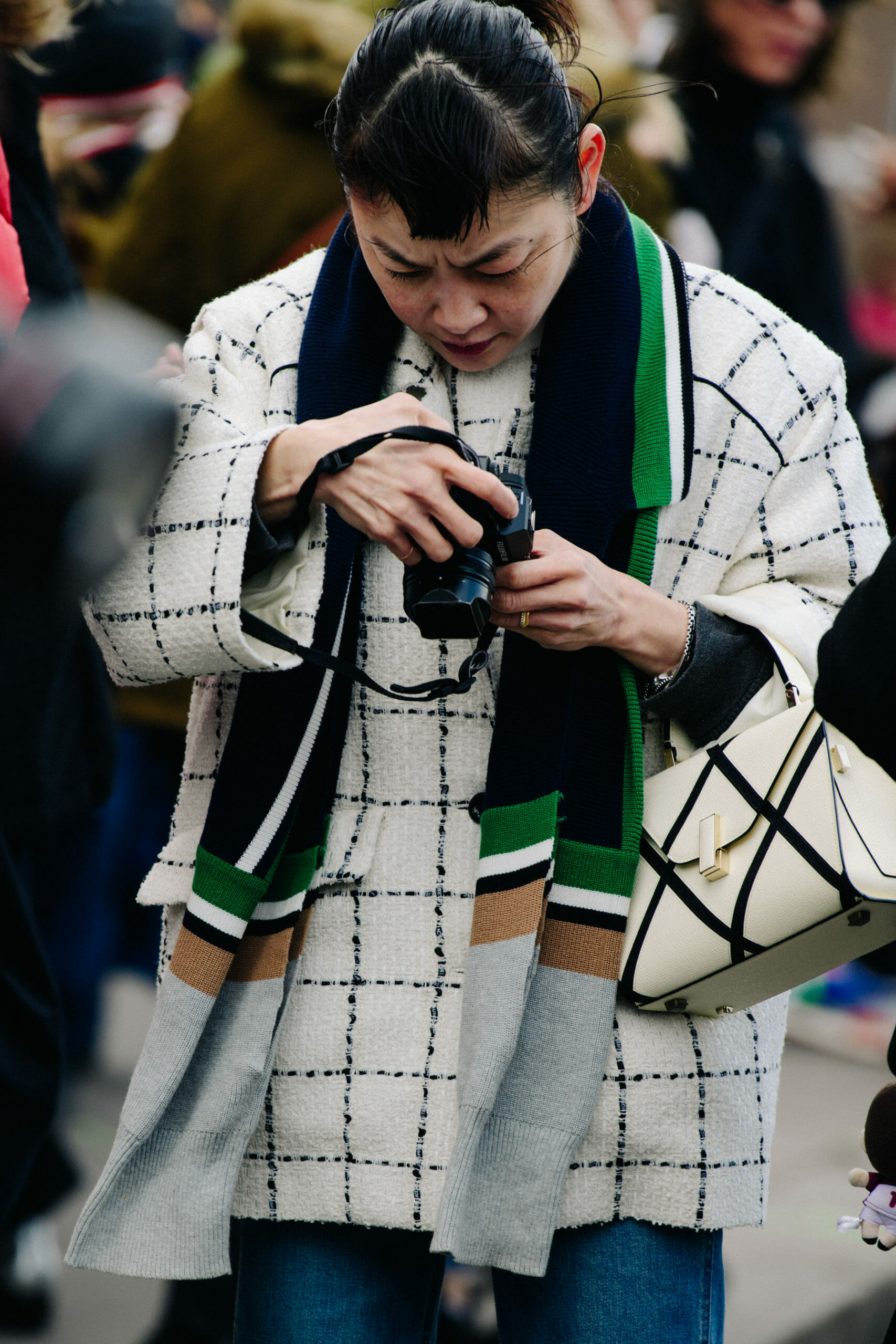 Woman wearing white jacket