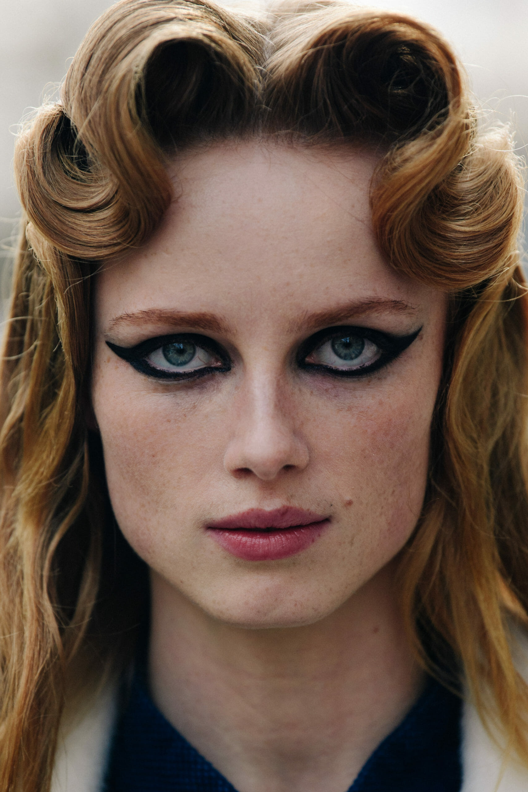 Model with dark eye makeup