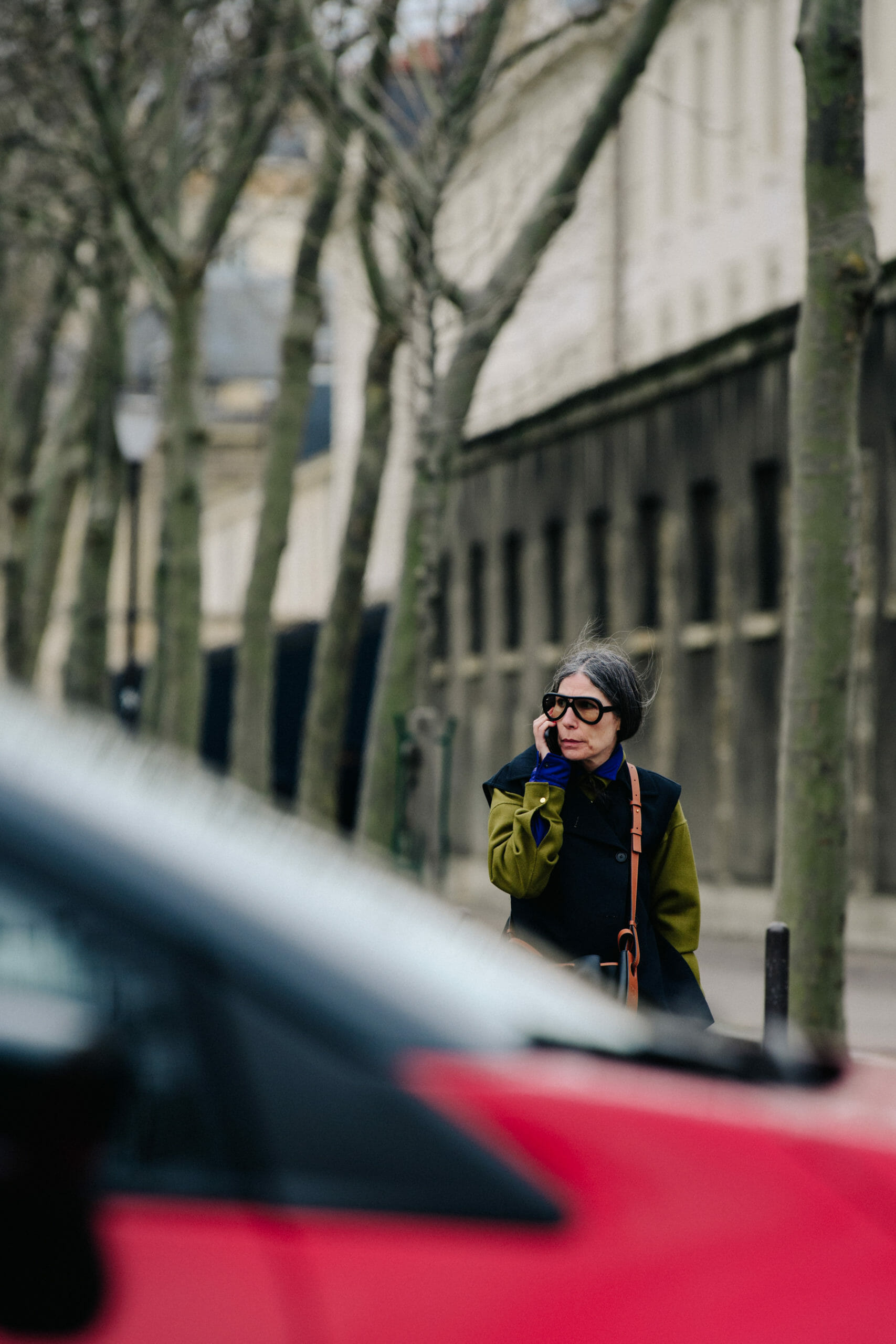 Woman wearing green coat