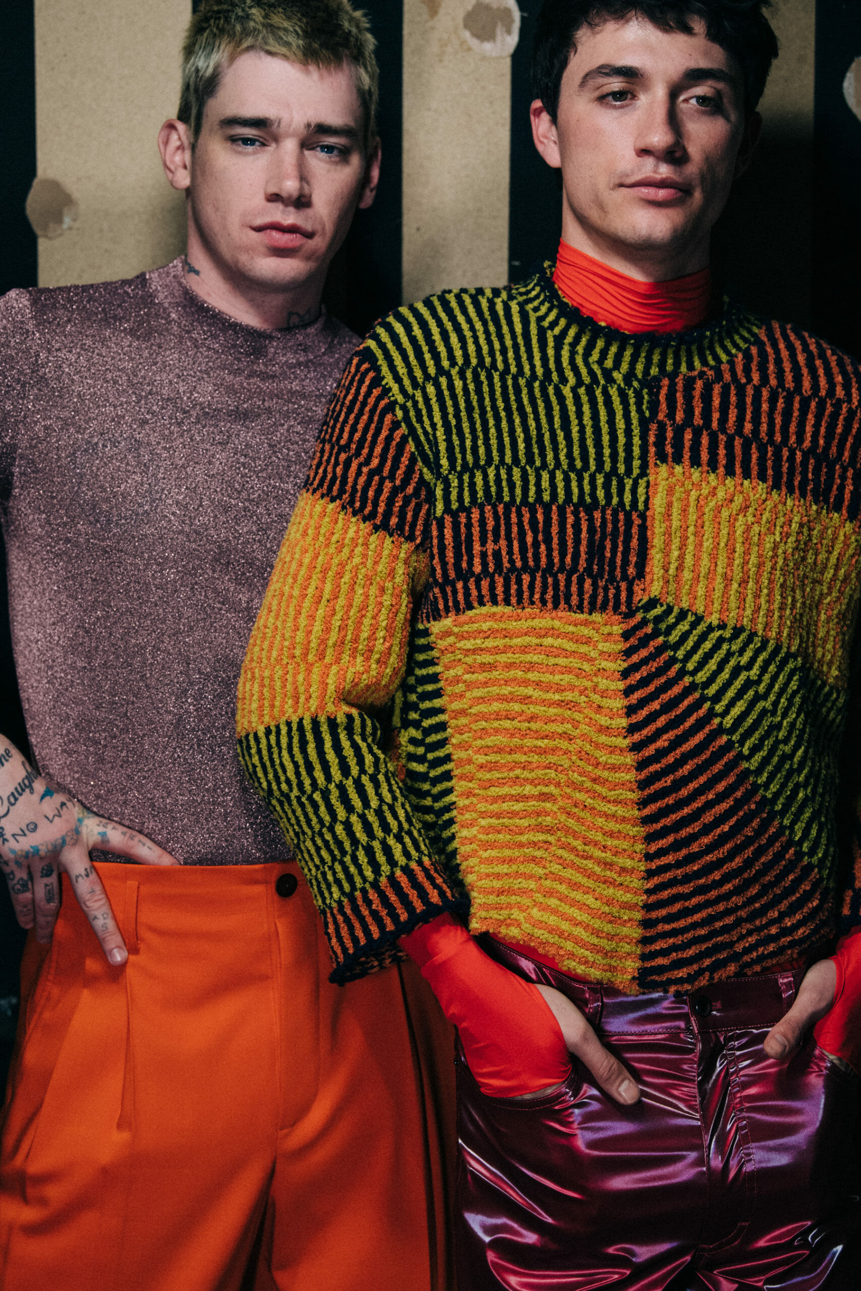 Models wearing colourful outfits