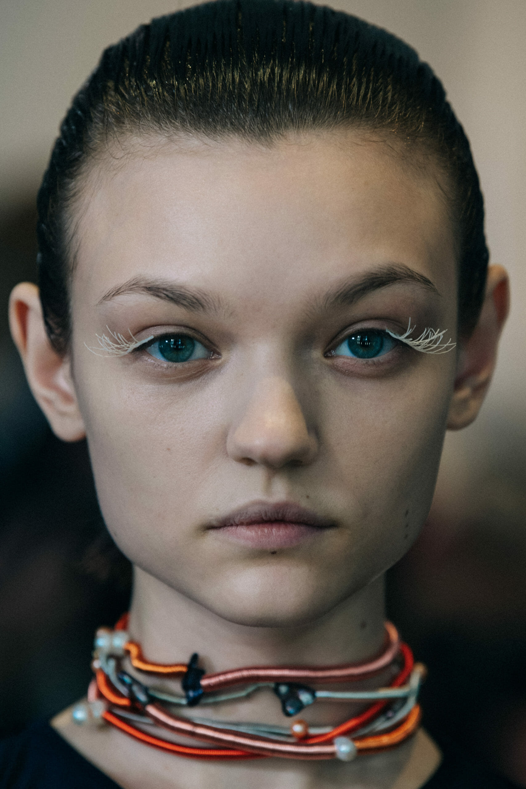 Model with slick back hair