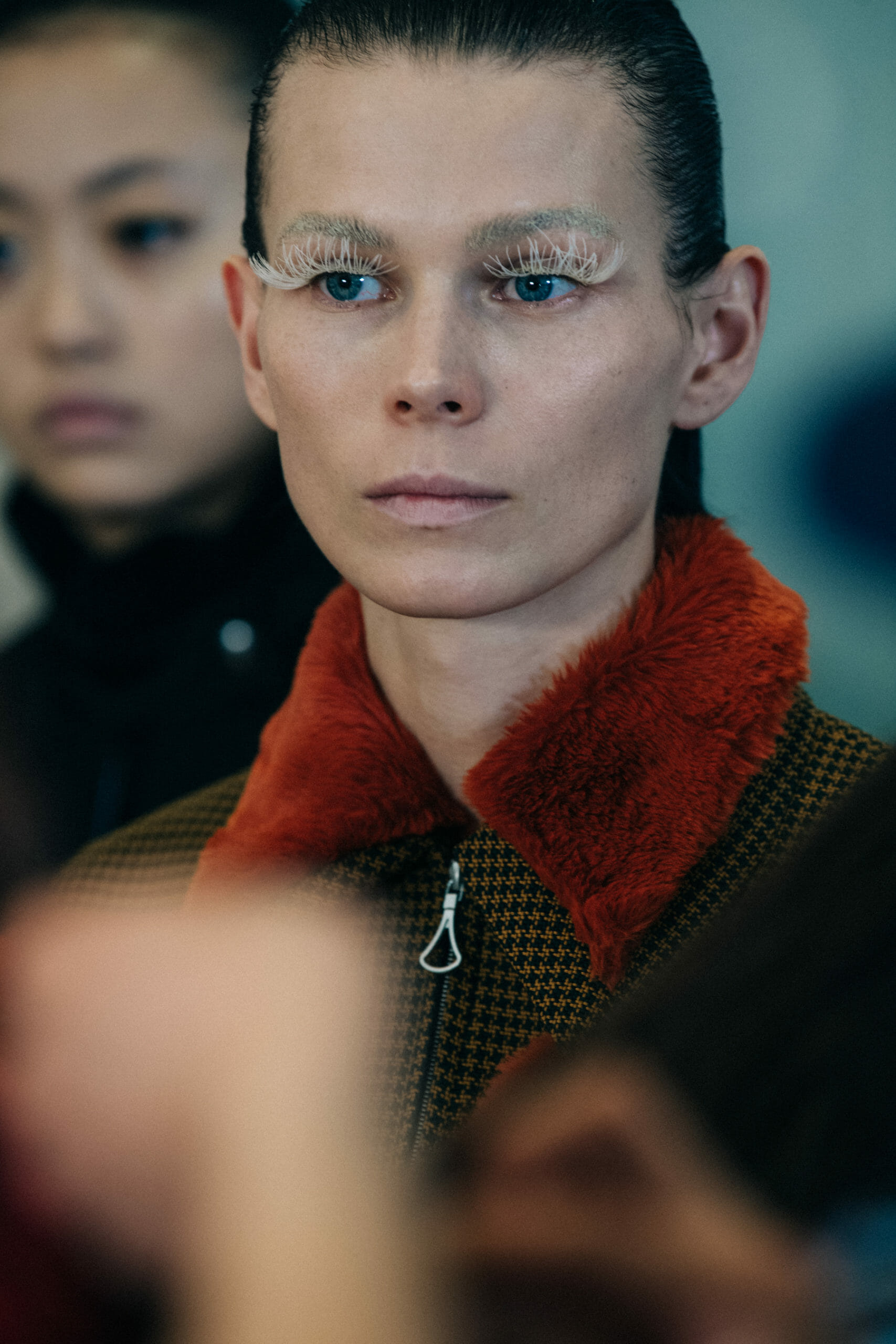 Models wearing furry jackets