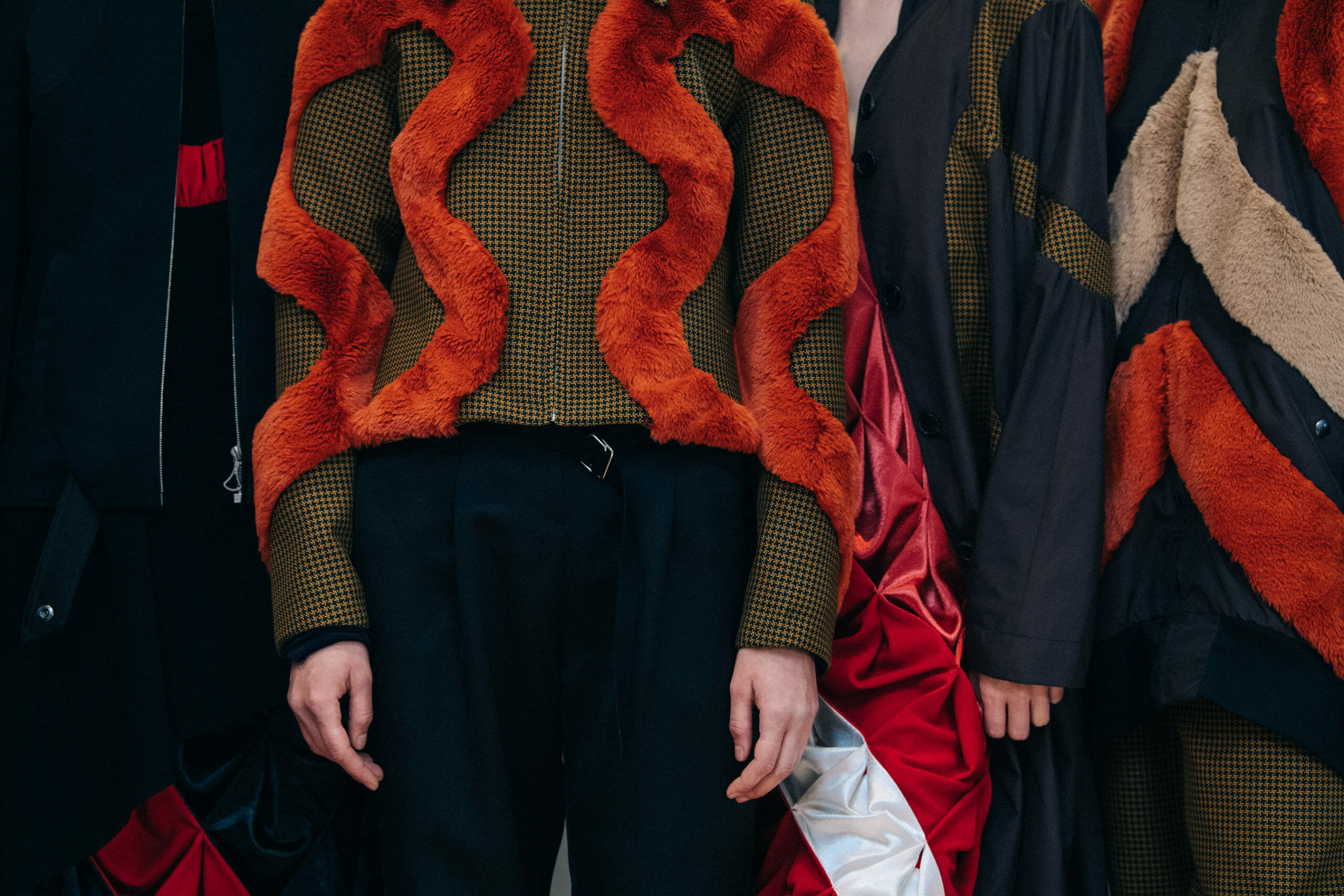 Models wearing furry jackets