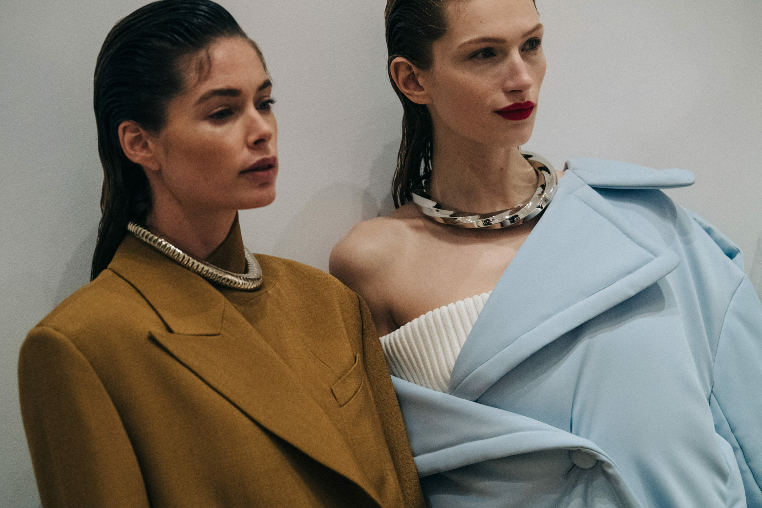 Model wearing white Proenza Schouler dress