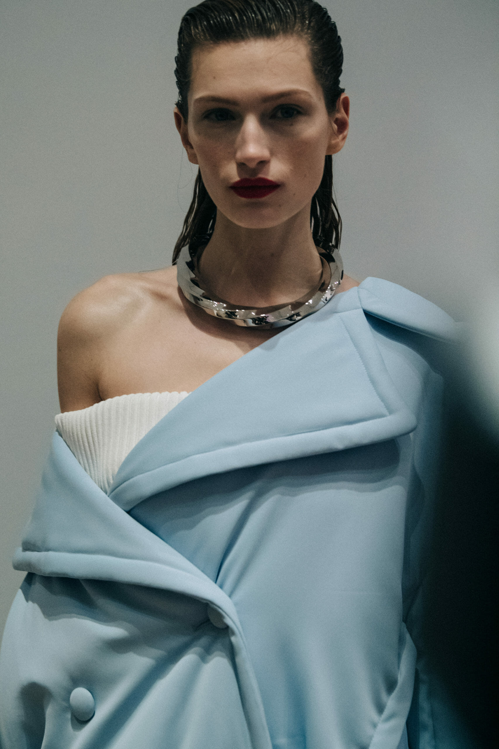 Model wearing white Proenza Schouler dress