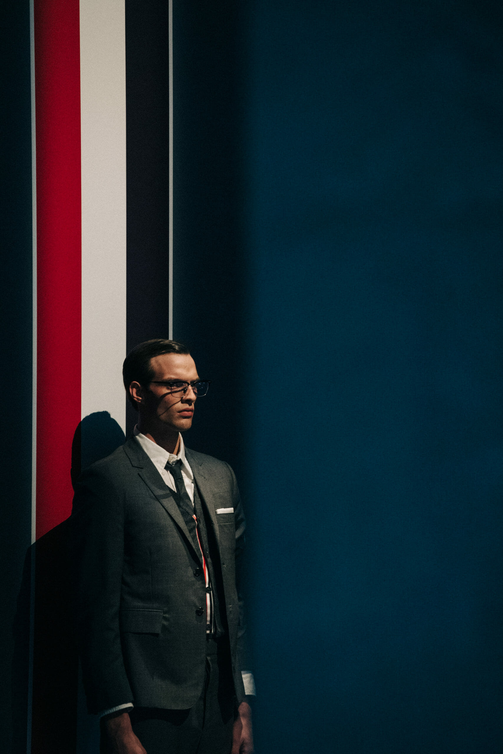Models wearing Thom Browne suit
