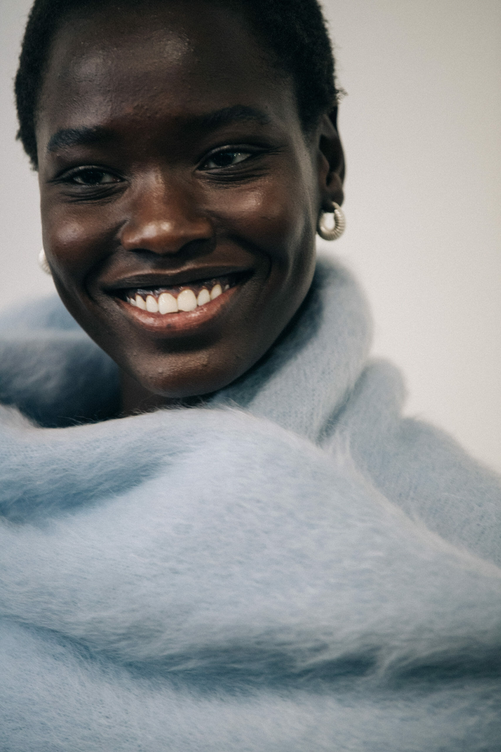 Model wearing wool Jil Sander outfit