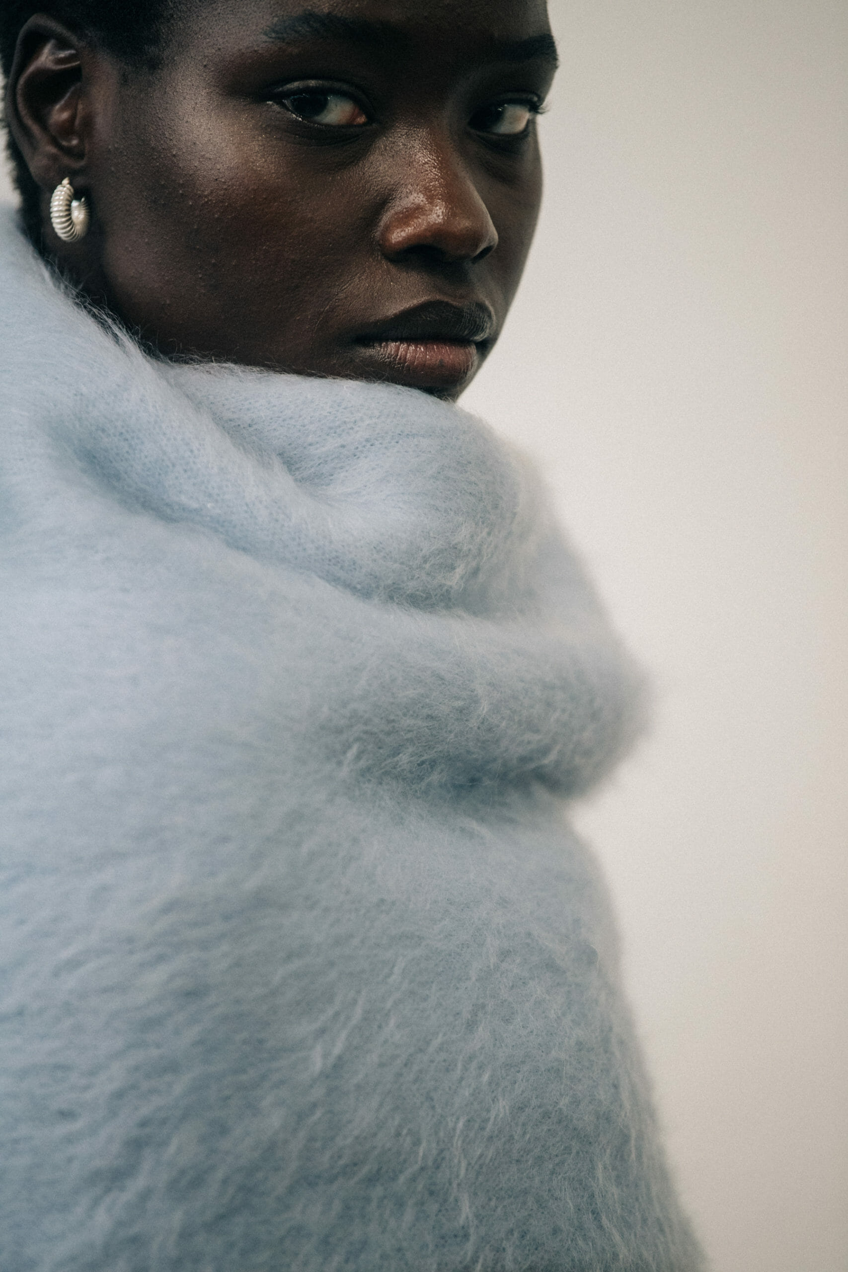 Model wearing wool Jil Sander outfit