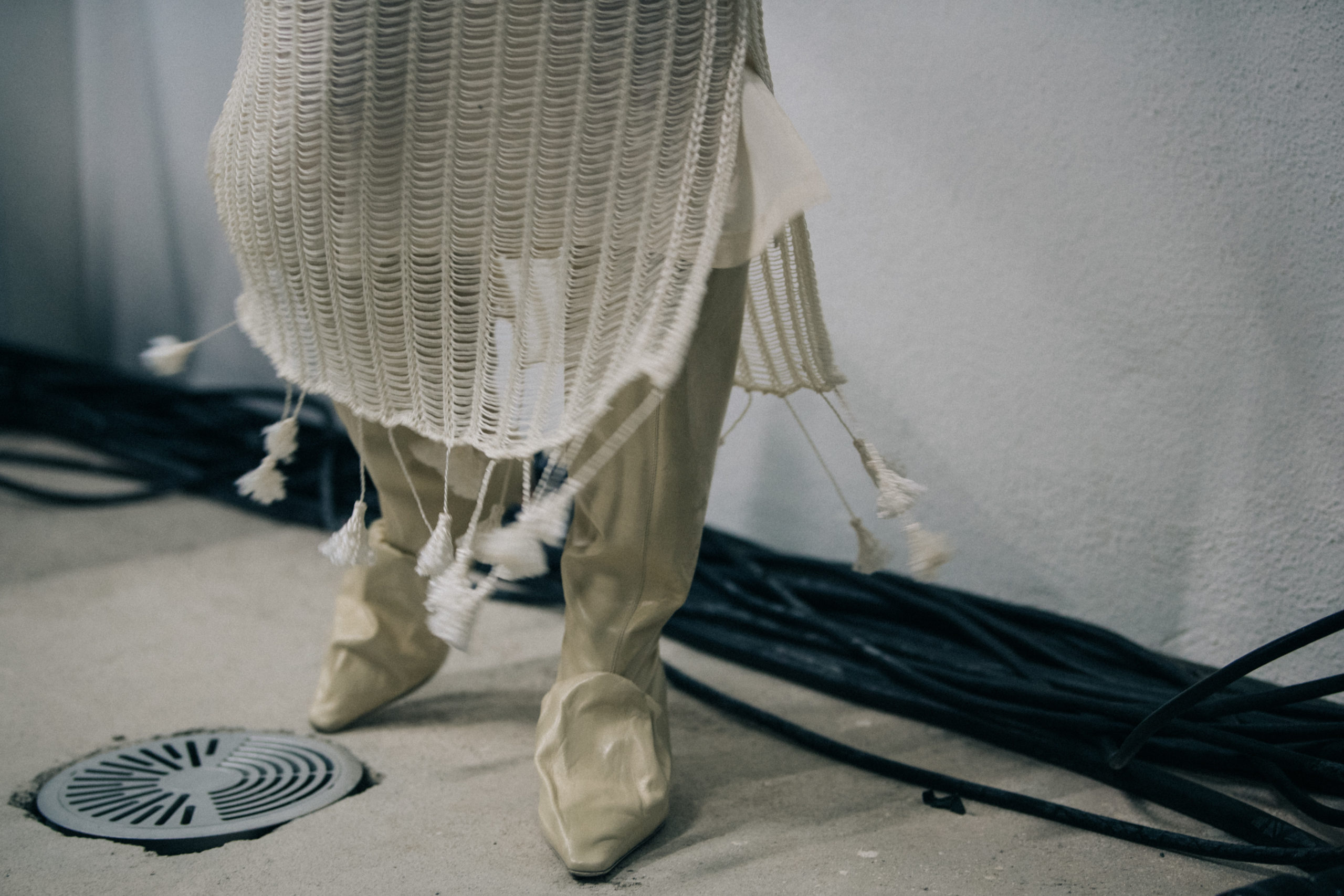 Model wearing wool Jil Sander outfit