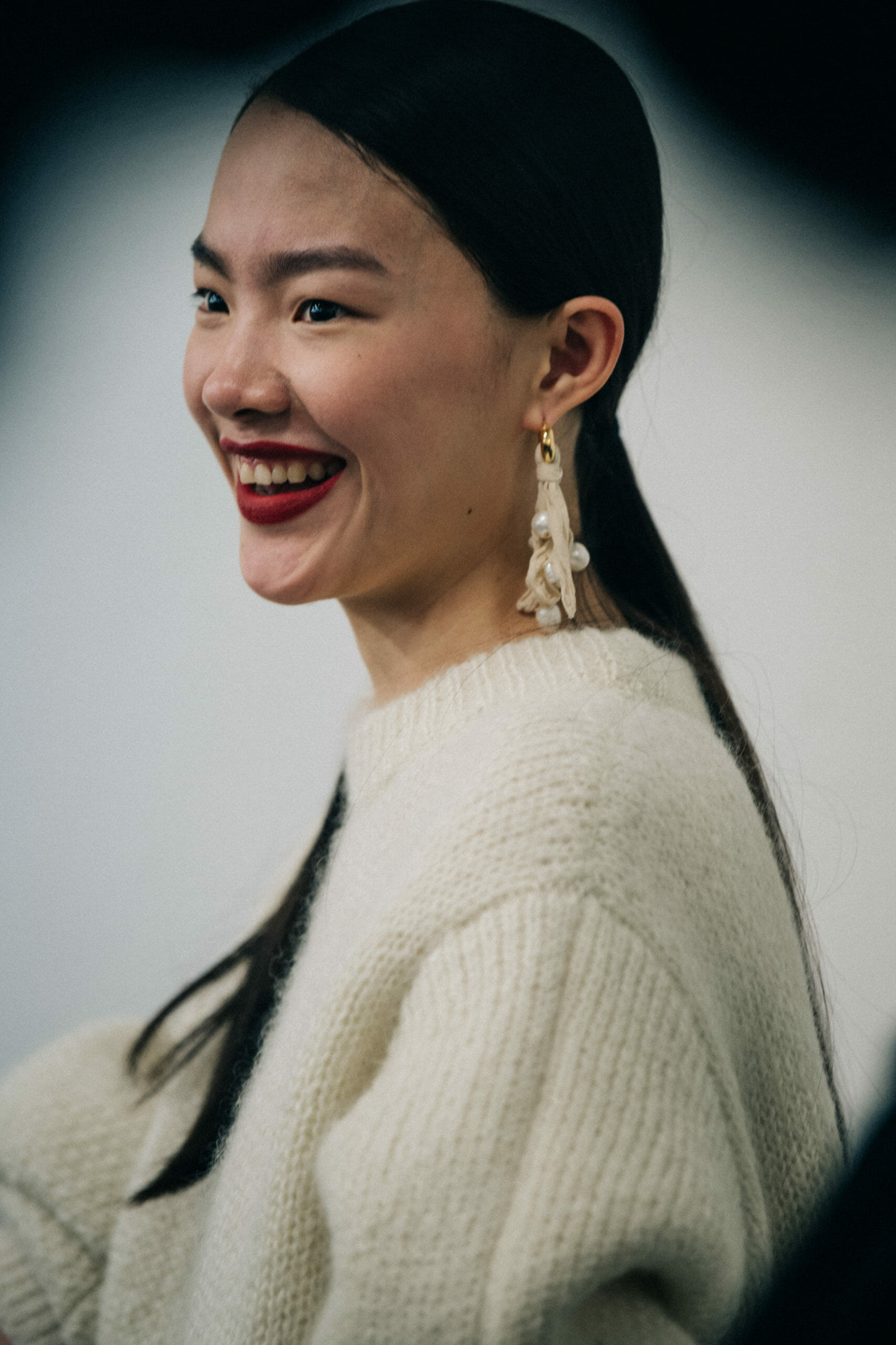 Model wearing wool Jil Sander outfit