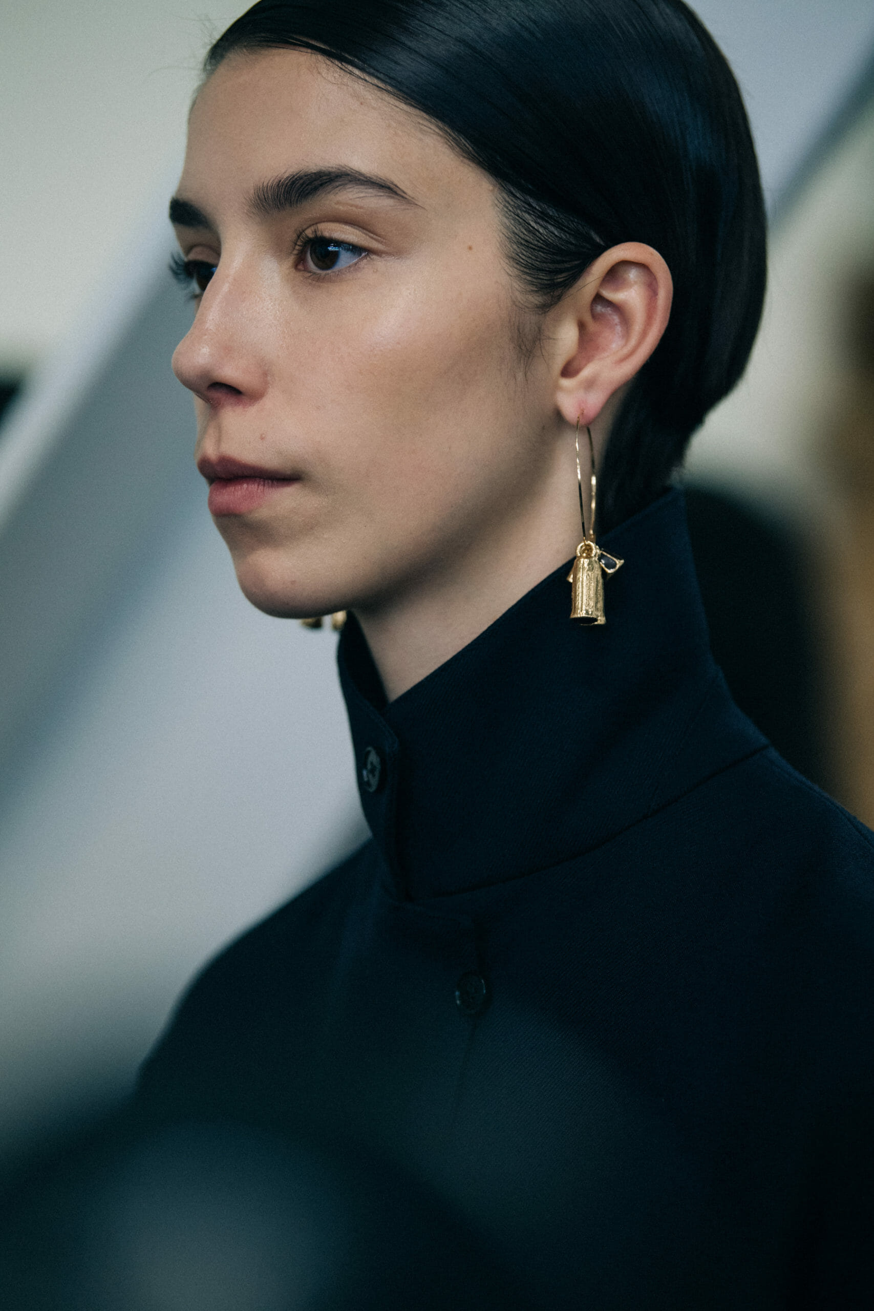Model wearing black Jil Sander outfit