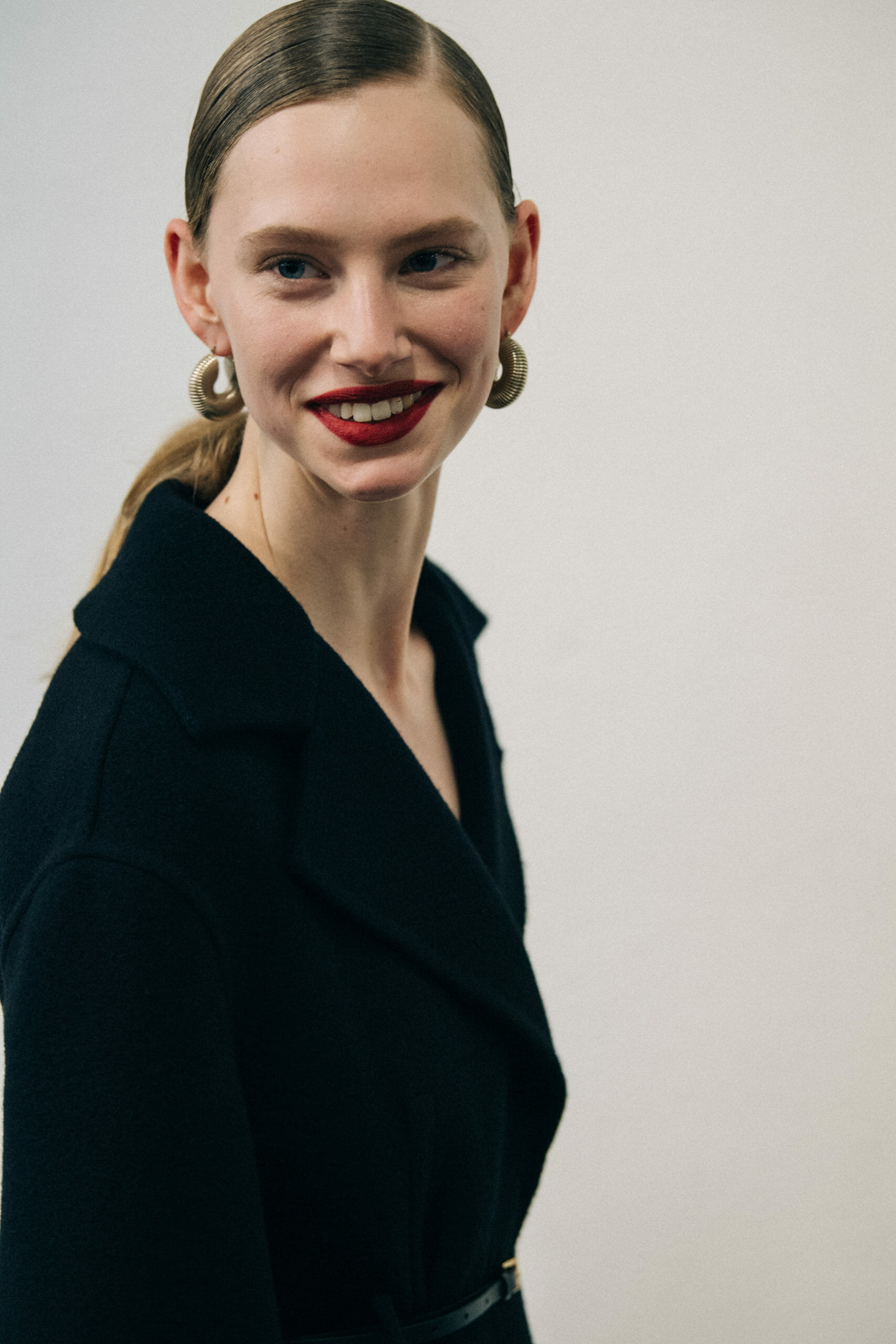 Model wearing black Jil Sander outfit