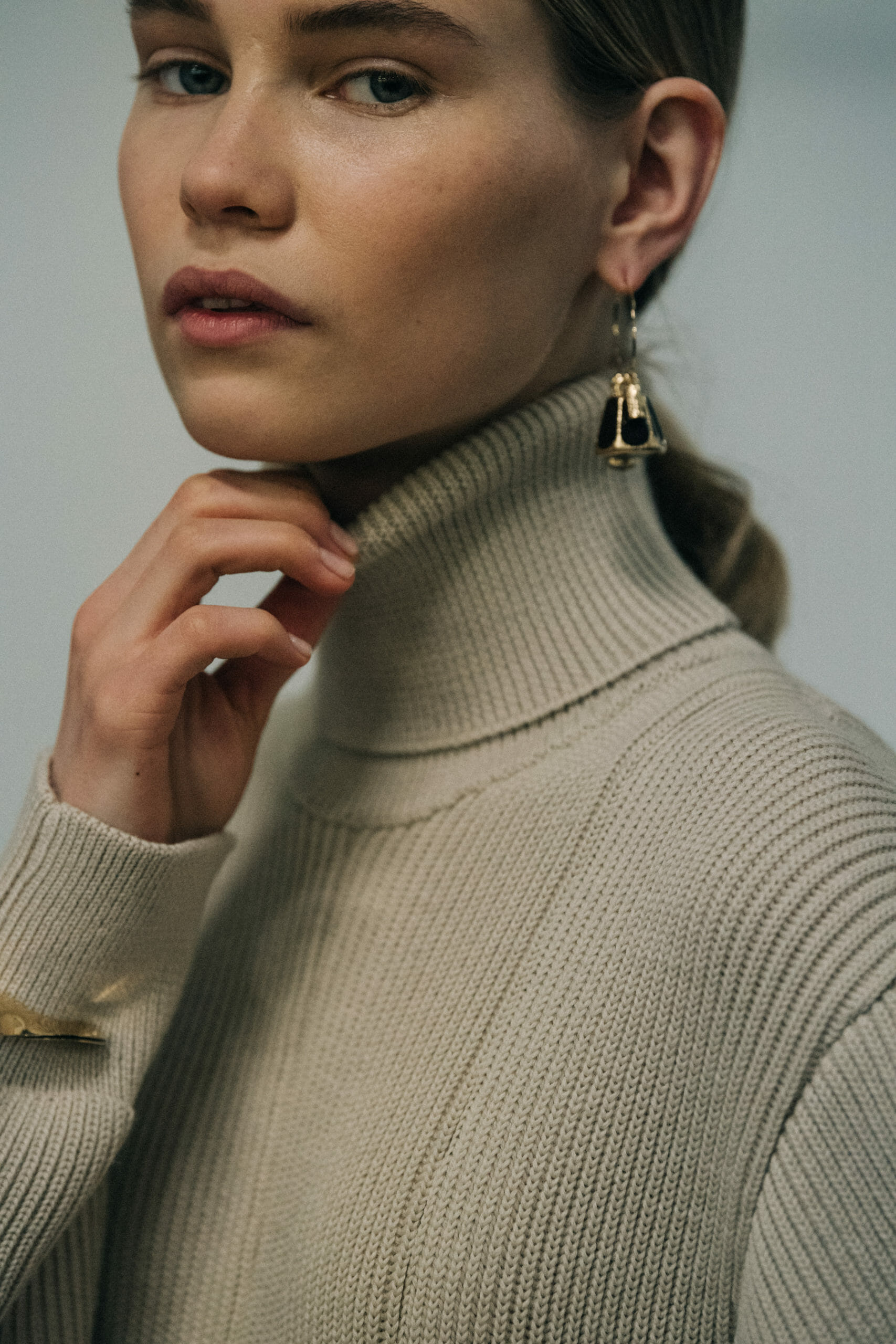 Model wearing wool Jil Sander outfit