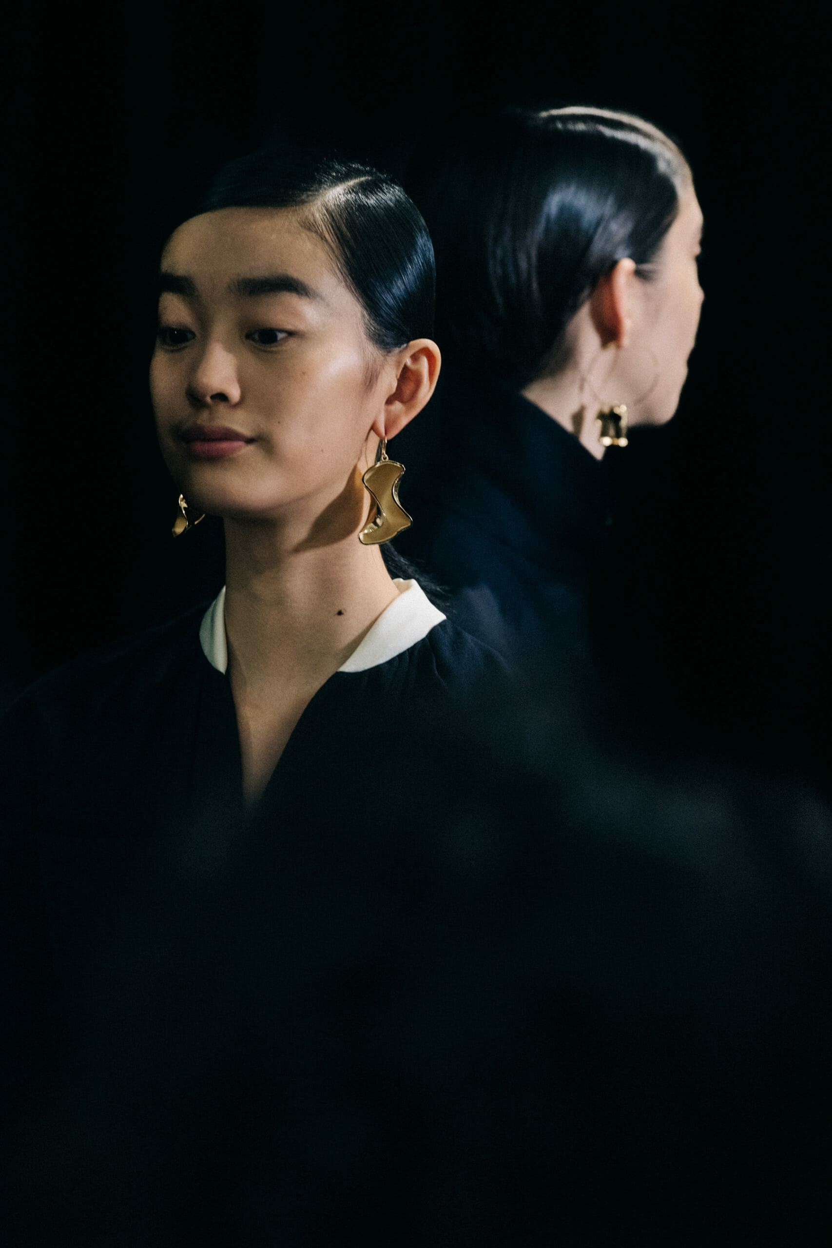 Model wearing black Jil Sander outfit