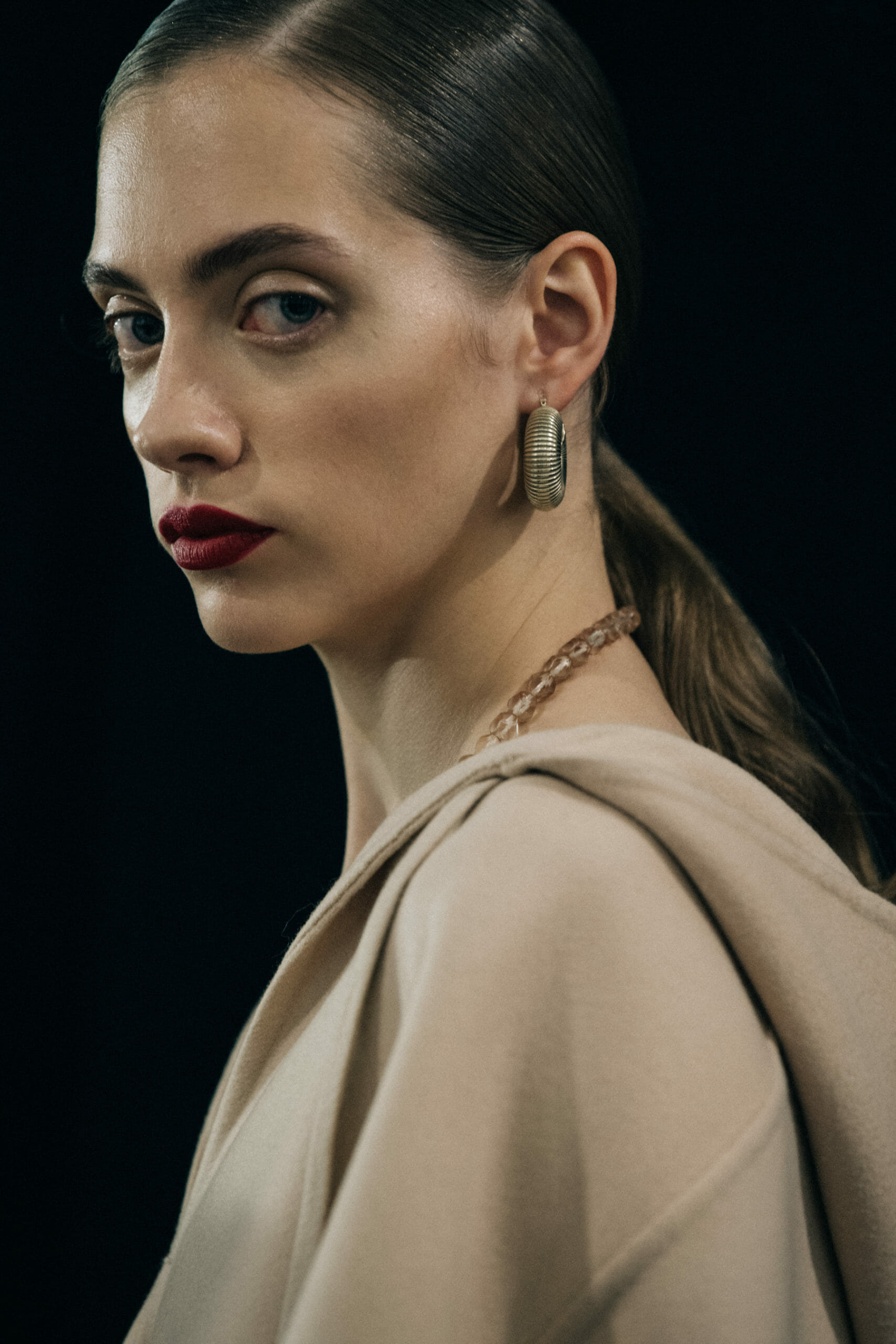 Model wearing wool Jil Sander outfit
