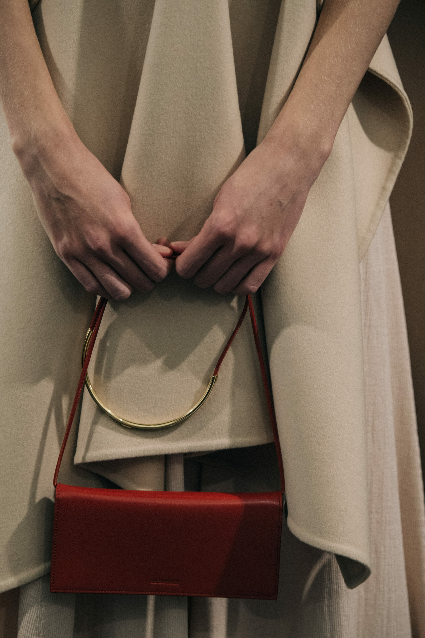 Model wearing wool Jil Sander outfit