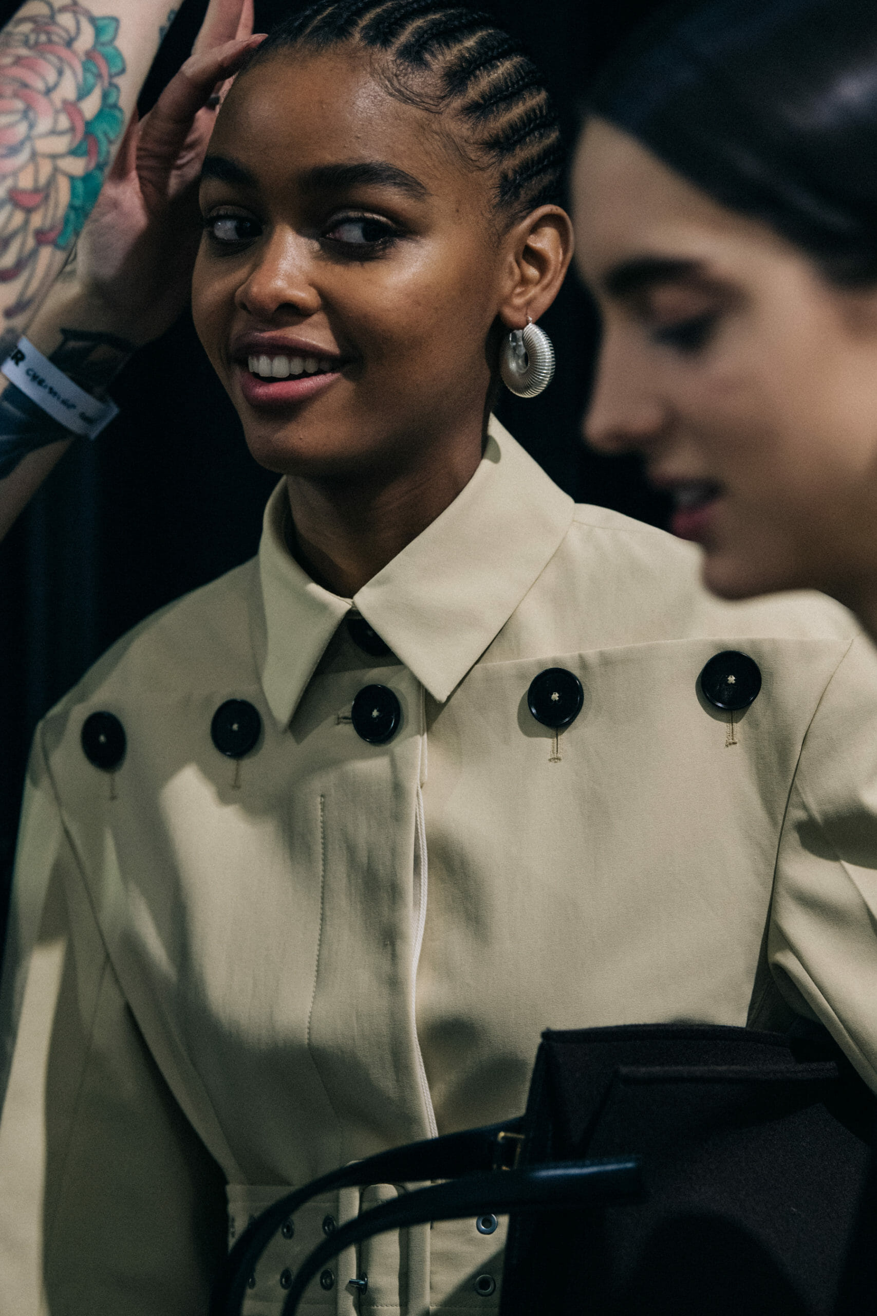 Model wearing light Jil Sander outfit