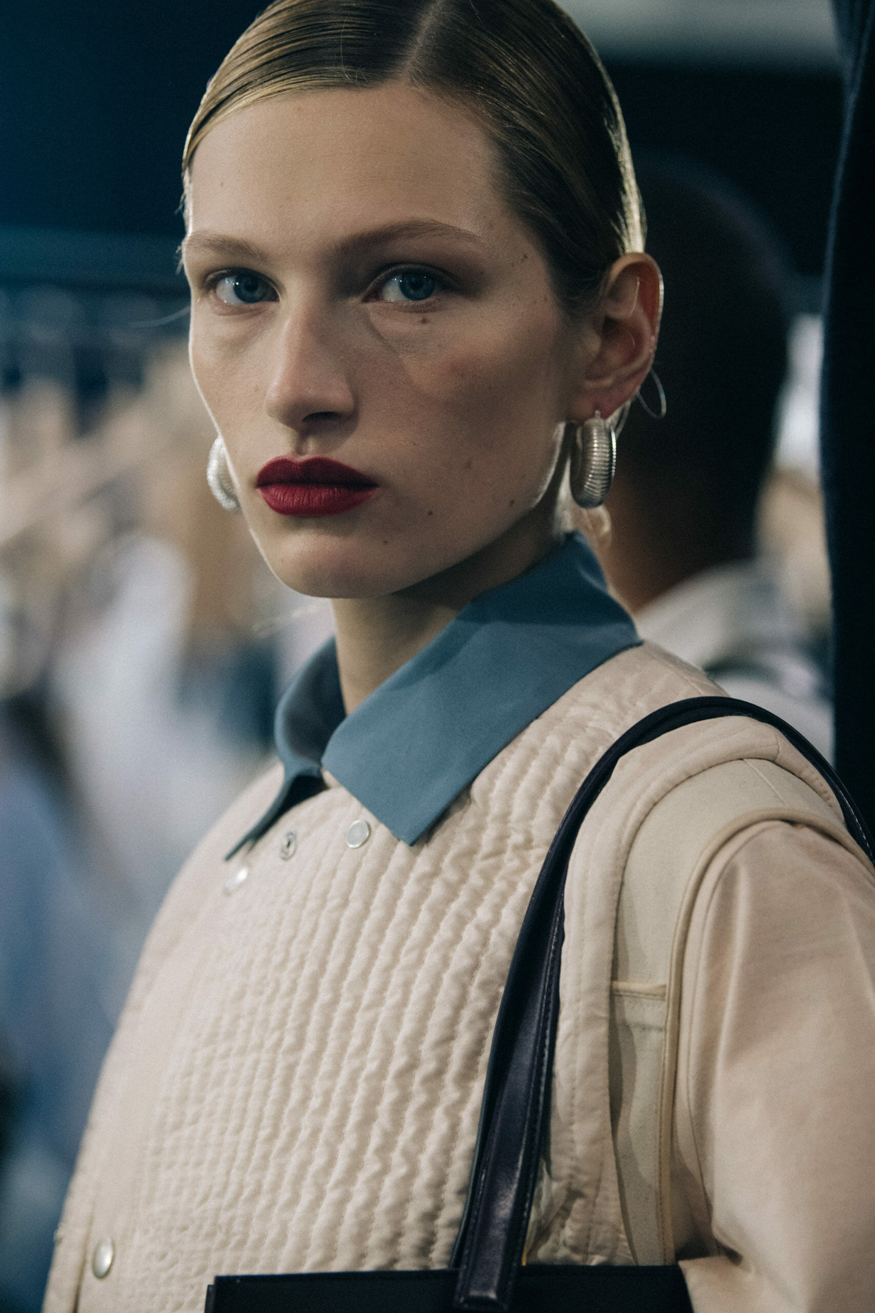 Model wearing wool Jil Sander outfit