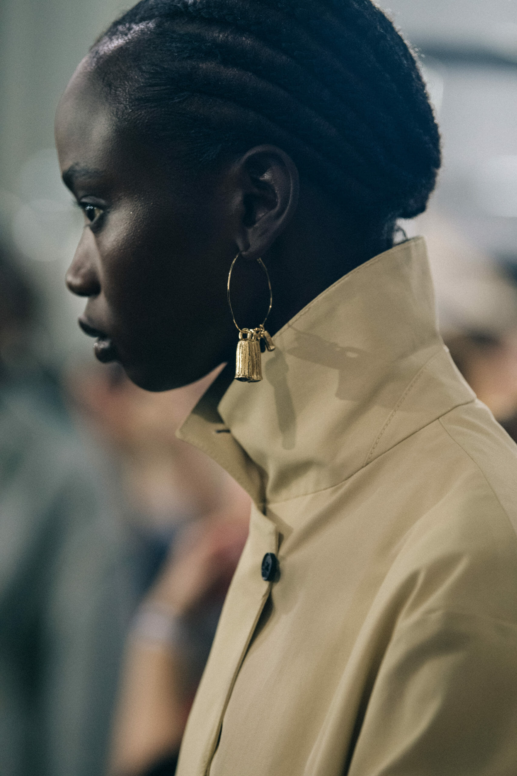 Model wearing light Jil Sander outfit