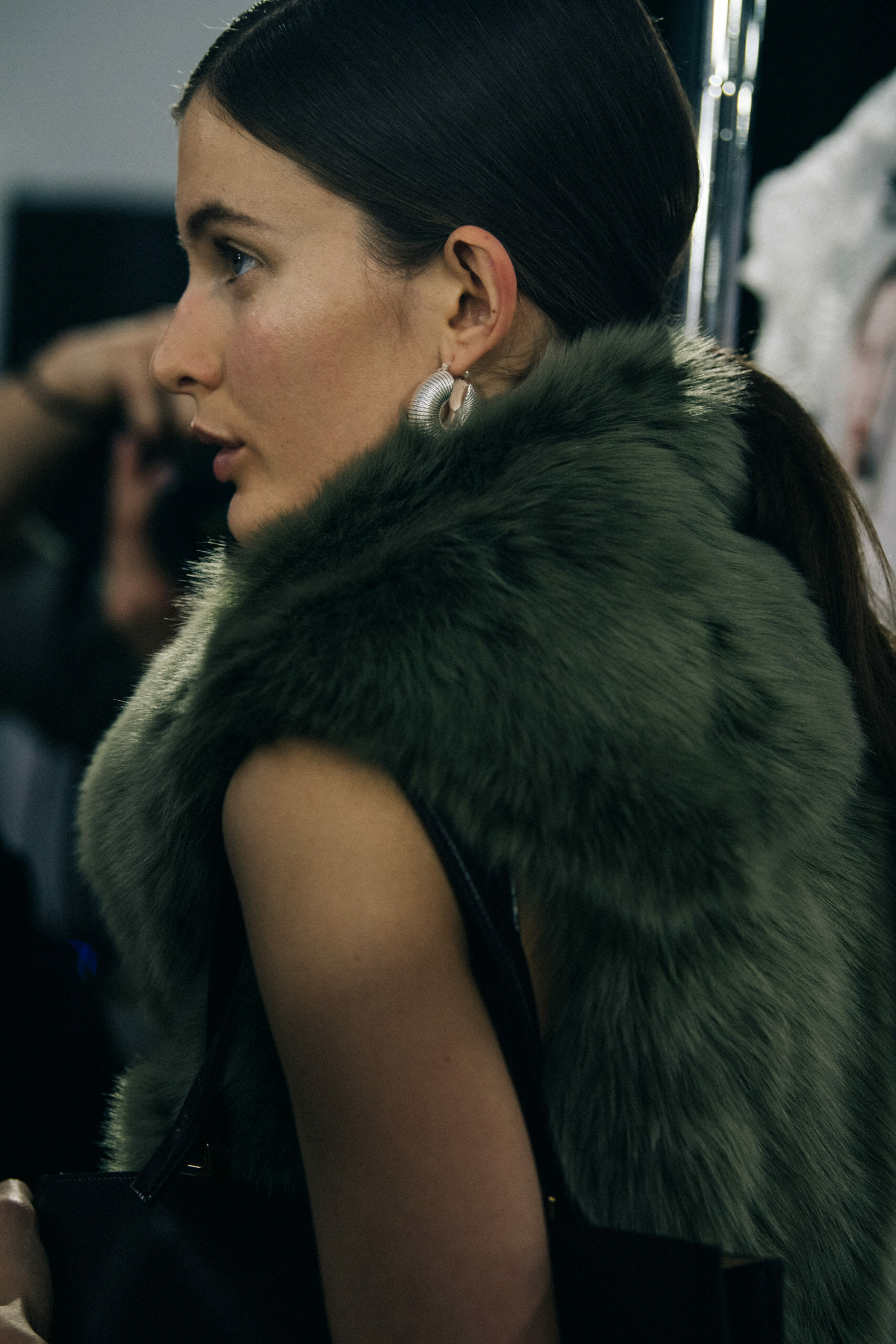 Model wearing fur Jil Sander outfit