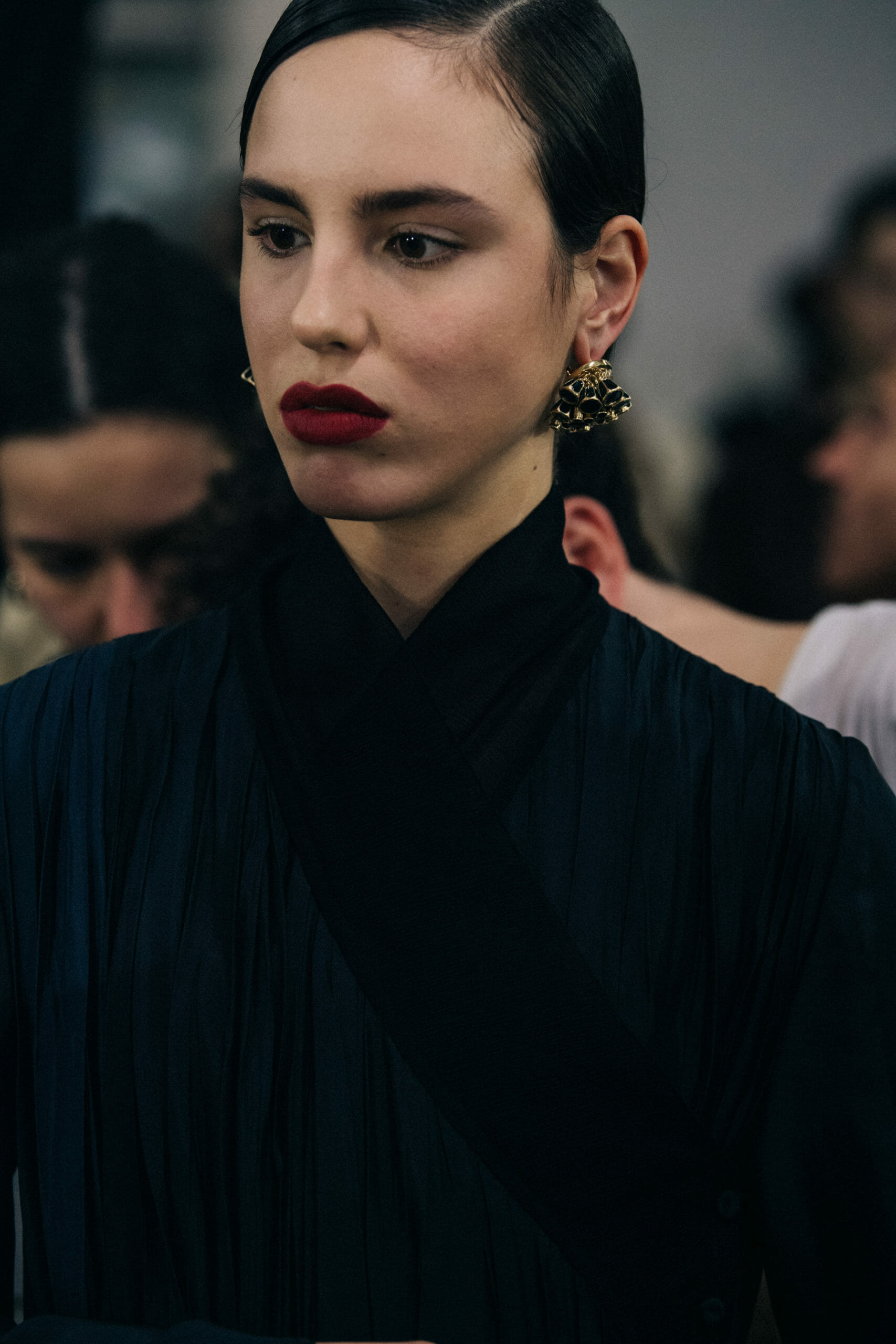 Model wearing black Jil Sander outfit