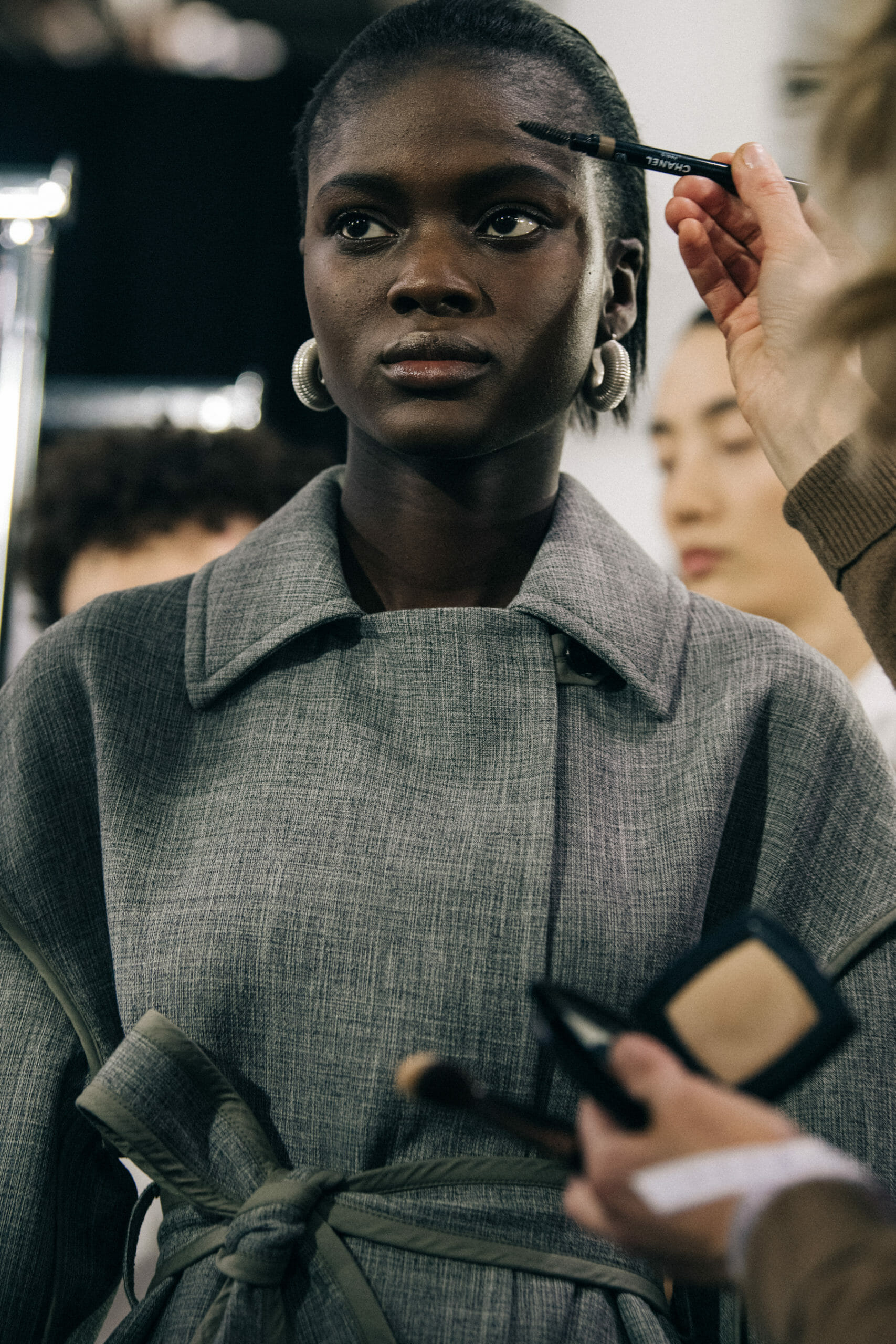 Model wearing wool Jil Sander outfit