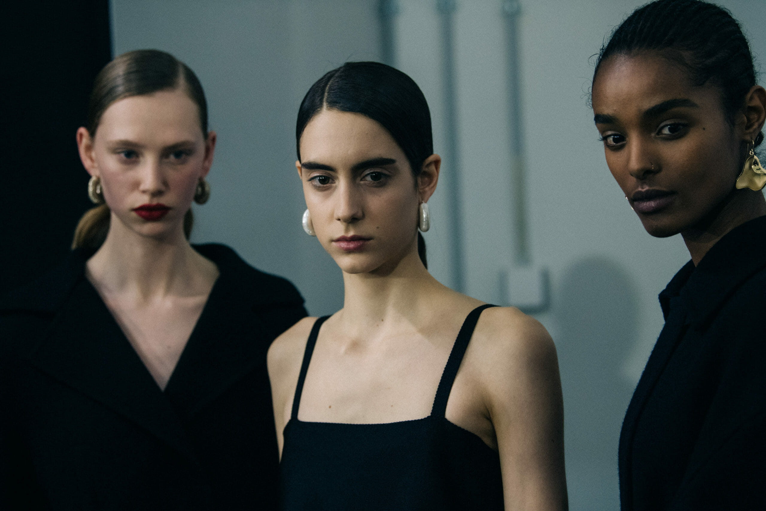 Model wearing black Jil Sander outfit